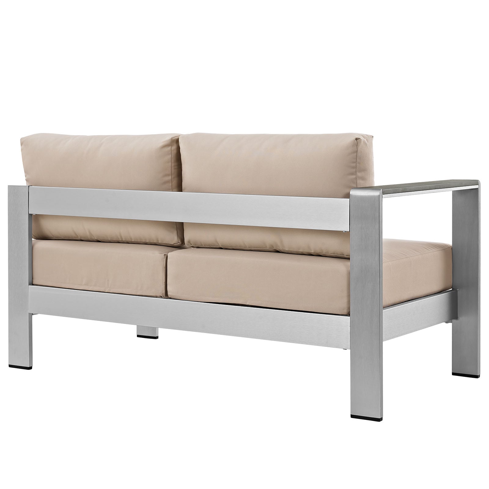 Modway Outdoor Sofas - Shore Left-Arm Corner Sectional Outdoor Patio Aluminum Loveseat Silver Beige