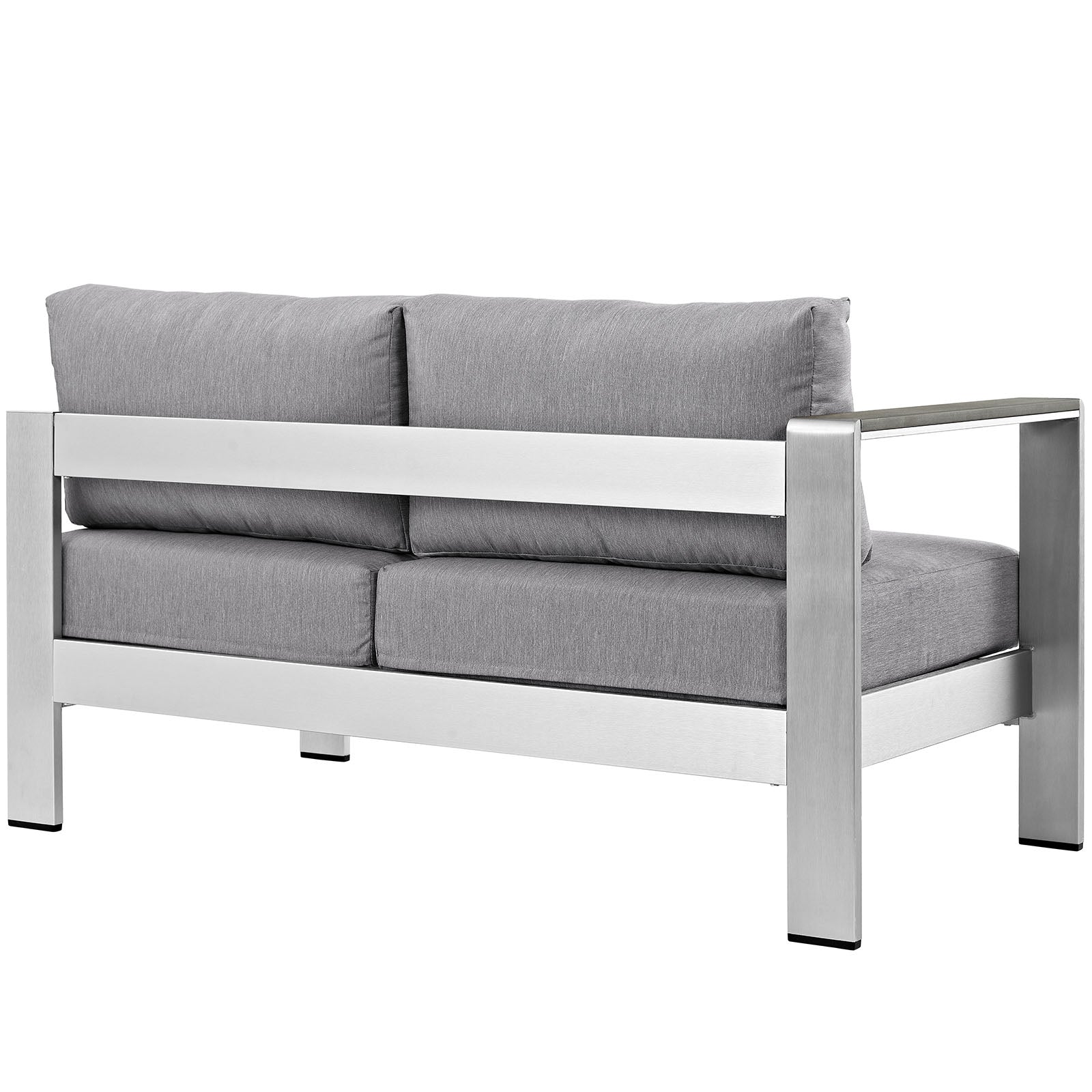 Modway Outdoor Sofas - Shore Left-Arm Corner Sectional Outdoor Loveseat Gray & Silver