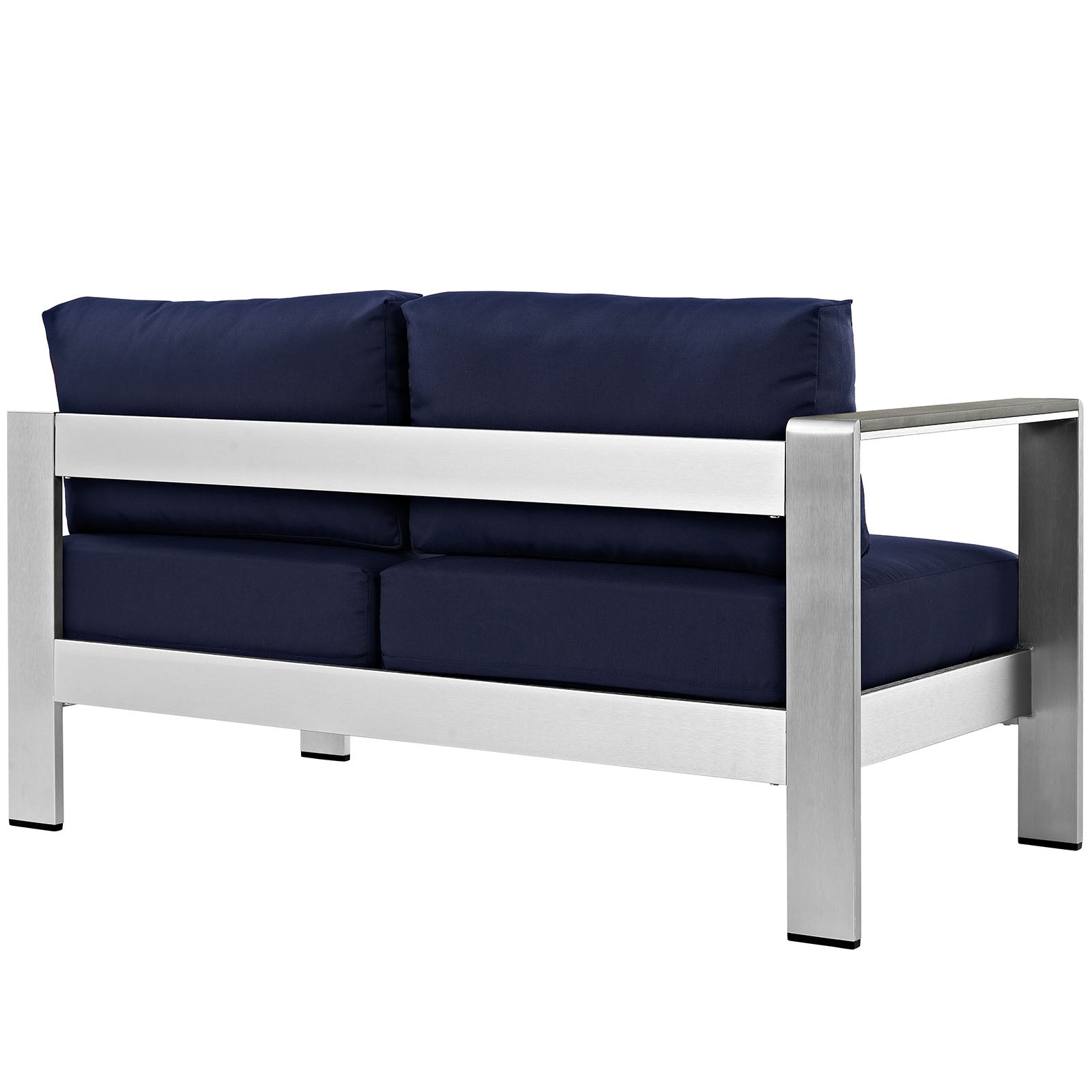 Modway Outdoor Sofas - Shore Left-Arm Corner Sectional Outdoor Patio Aluminum Loveseat Silver Navy