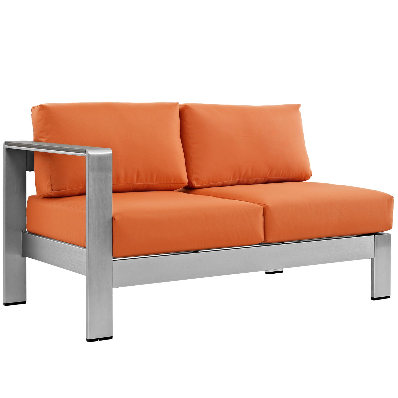 Modway Outdoor Sofas - Shore Left-Arm Corner Sectional Outdoor Patio Aluminum Loveseat Silver Orange