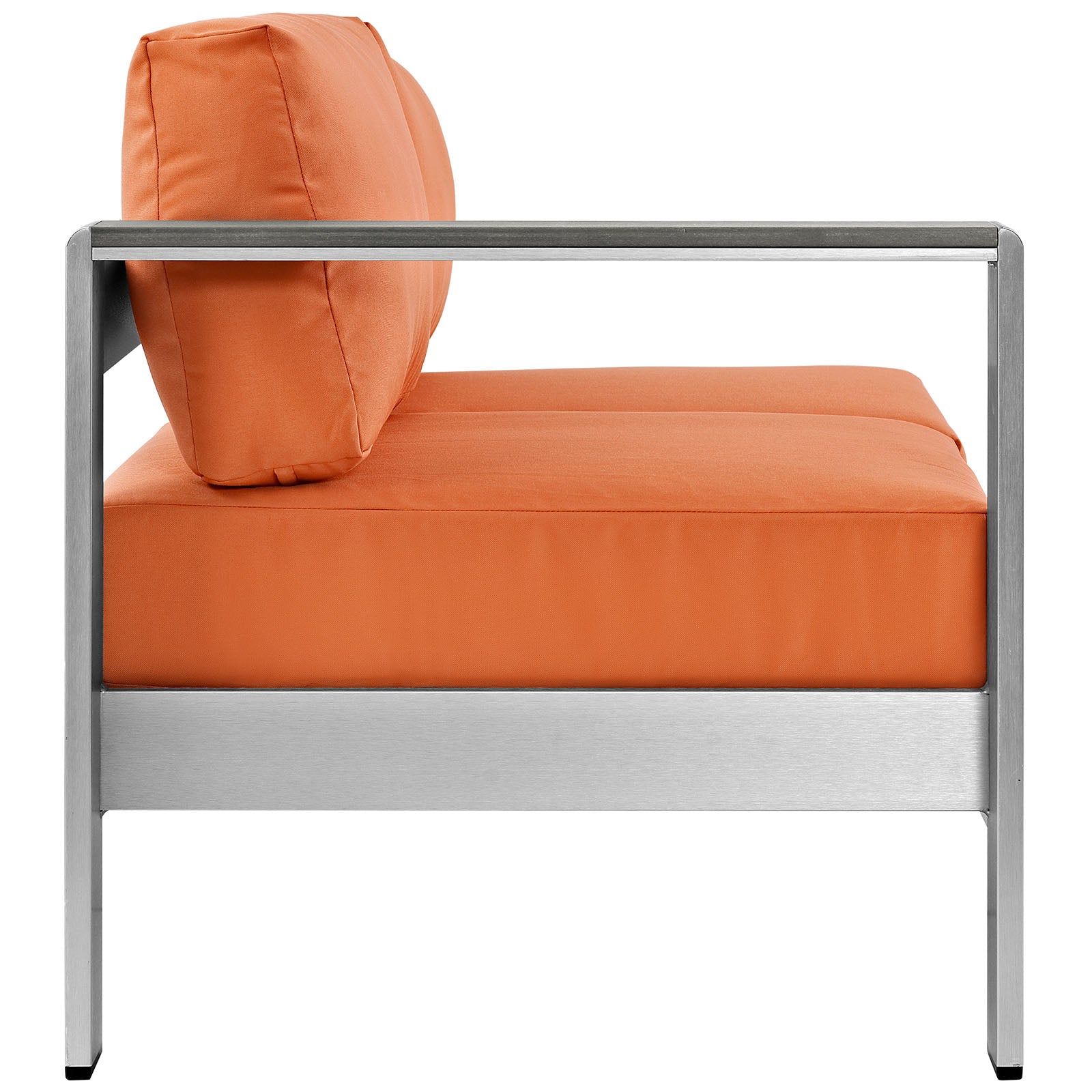 Modway Outdoor Sofas - Shore Left-Arm Corner Sectional Outdoor Patio Aluminum Loveseat Silver Orange