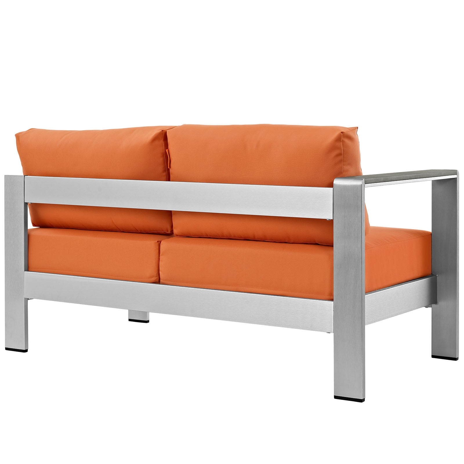 Modway Outdoor Sofas - Shore Left-Arm Corner Sectional Outdoor Patio Aluminum Loveseat Silver Orange