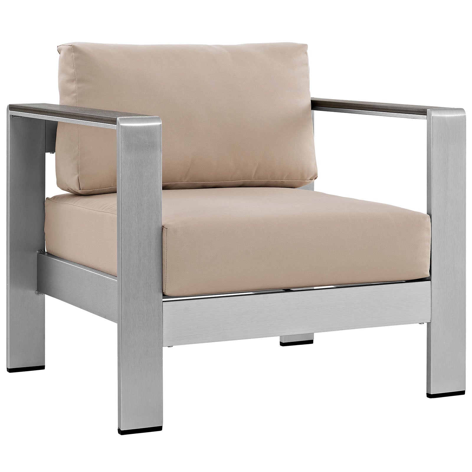 Modway Outdoor Chairs - Shore Outdoor Armchair Beige & Silver