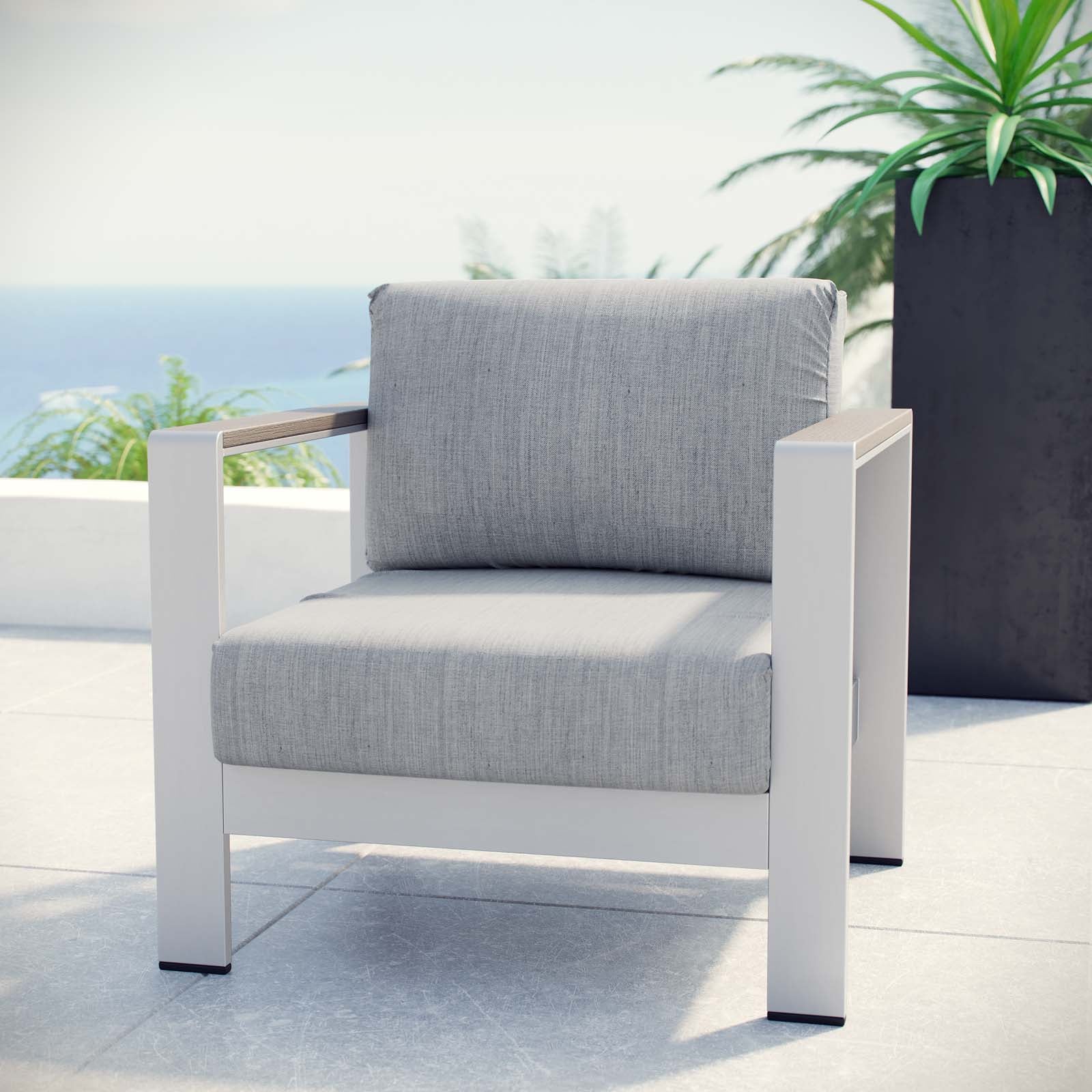 Modway Outdoor Chairs - Shore Outdoor Armchair Gray & Silver