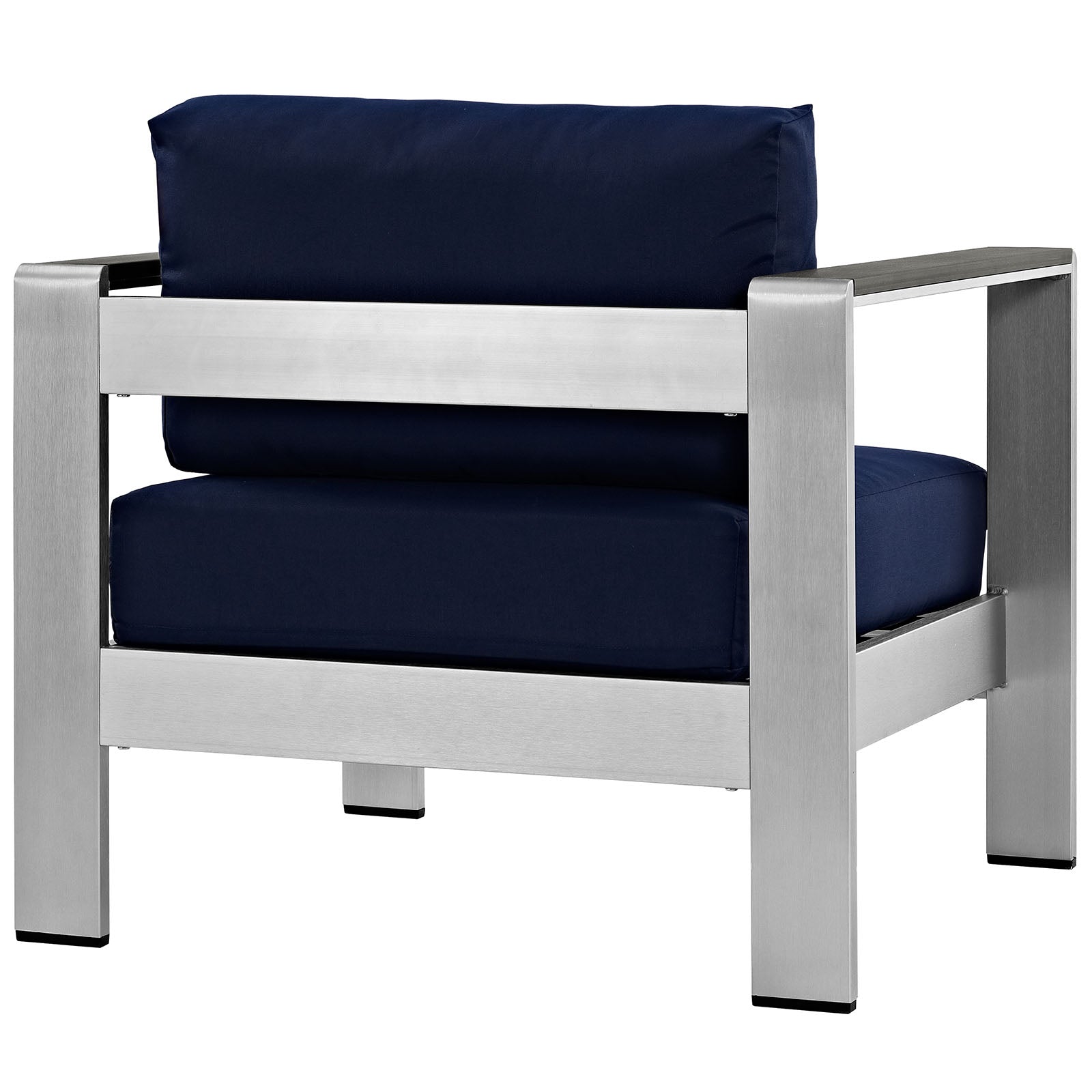Modway Outdoor Chairs - Shore Outdoor Patio Aluminum Armchair Silver Navy