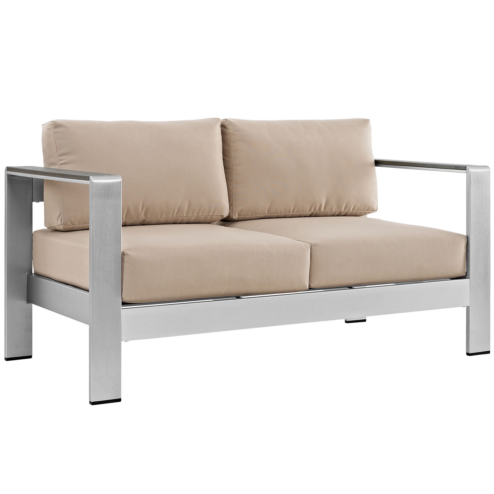 Modway Outdoor Sofas - Shore Loveseat Silver & Beige