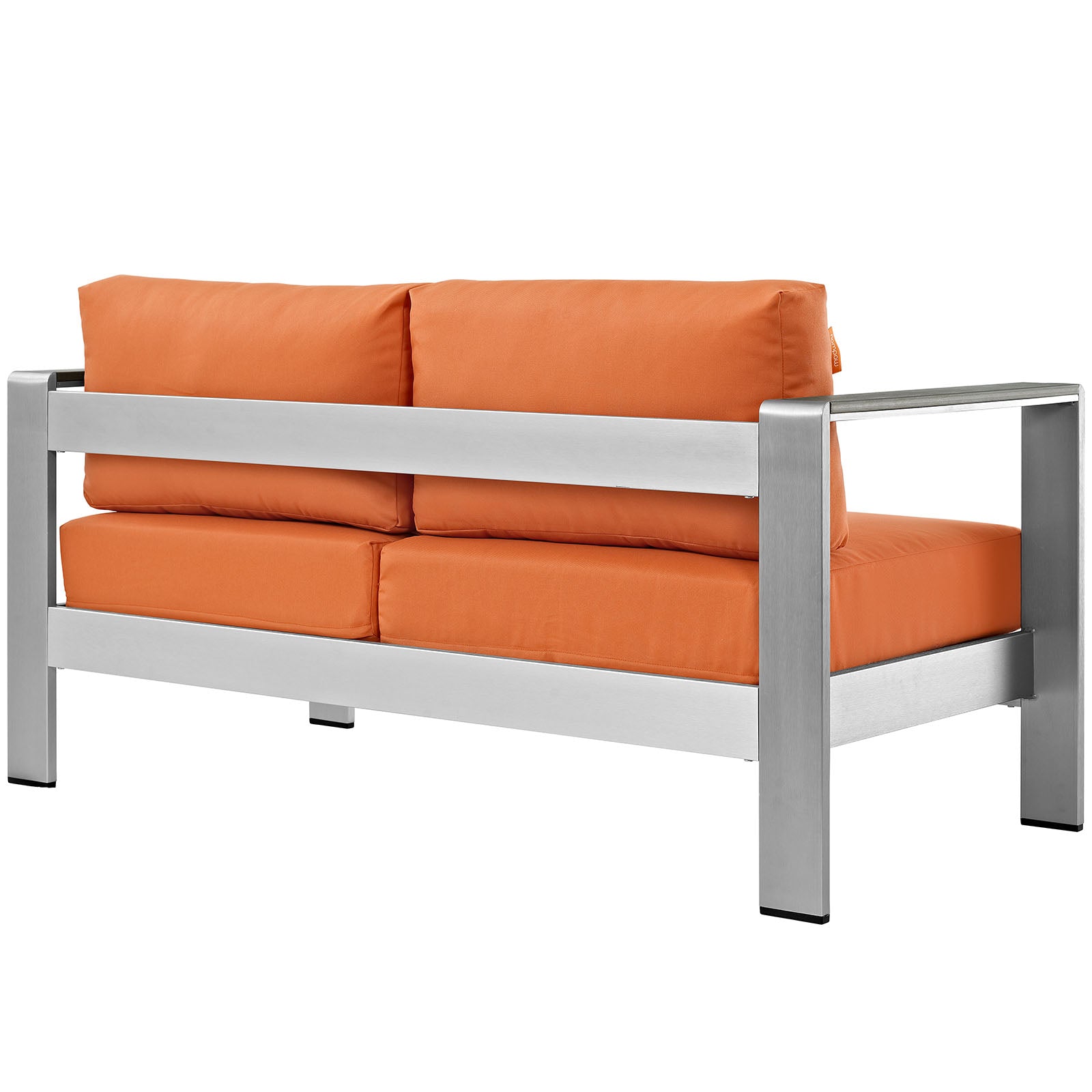 Modway Outdoor Sofas - Shore Outdoor Patio Aluminum Loveseat Silver Orange