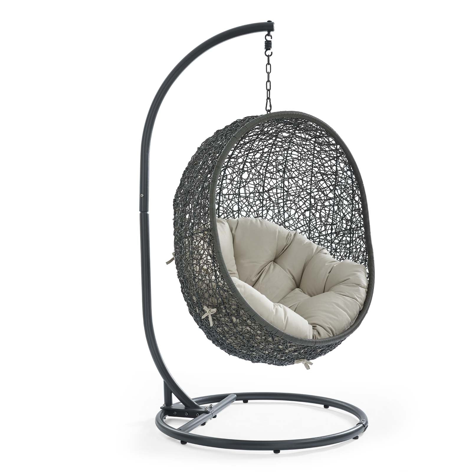 Modway Outdoor Swings - Hide Outdoor Patio Swing Chair With Stand Gray Beige