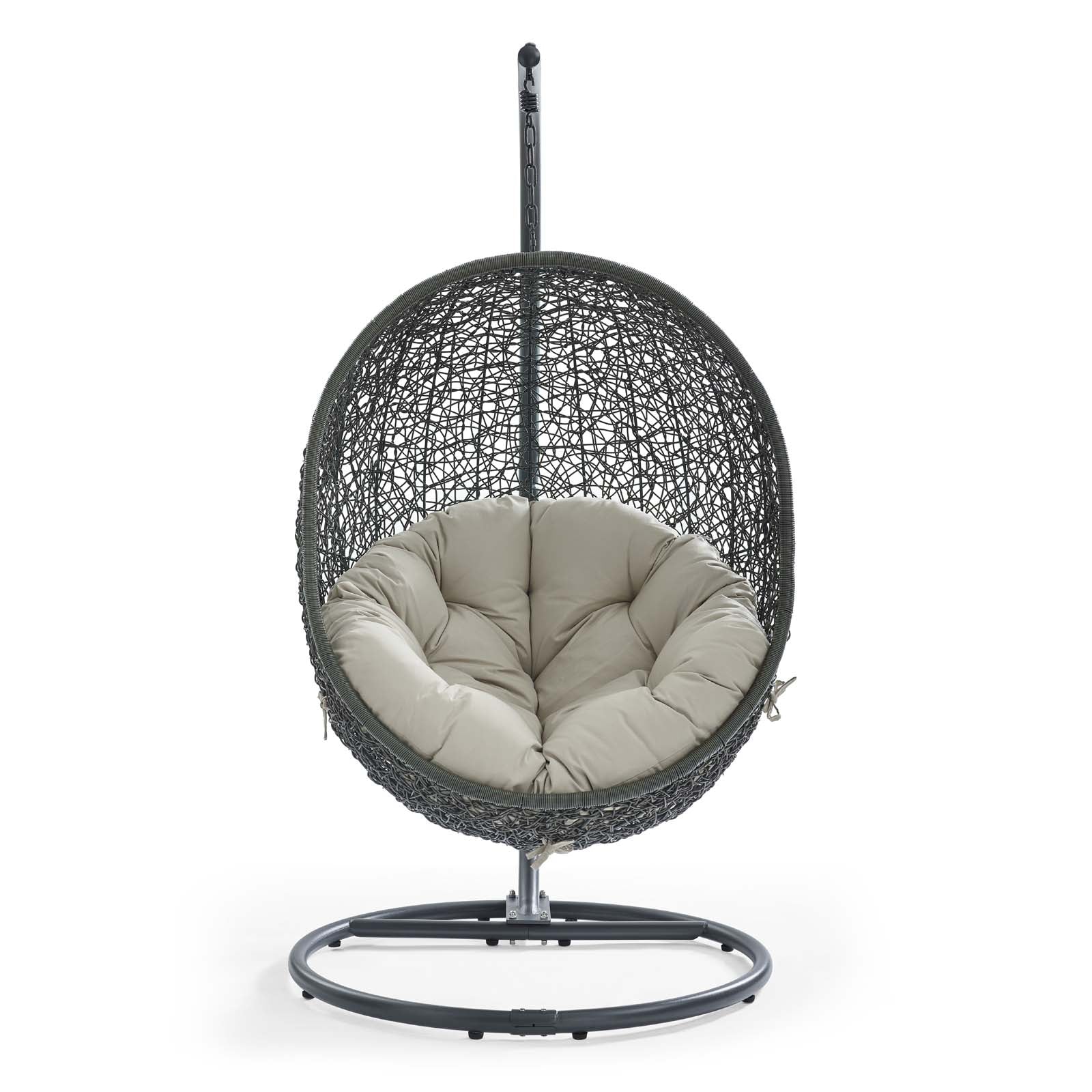 Modway Outdoor Swings - Hide Outdoor Patio Swing Chair With Stand Gray Beige