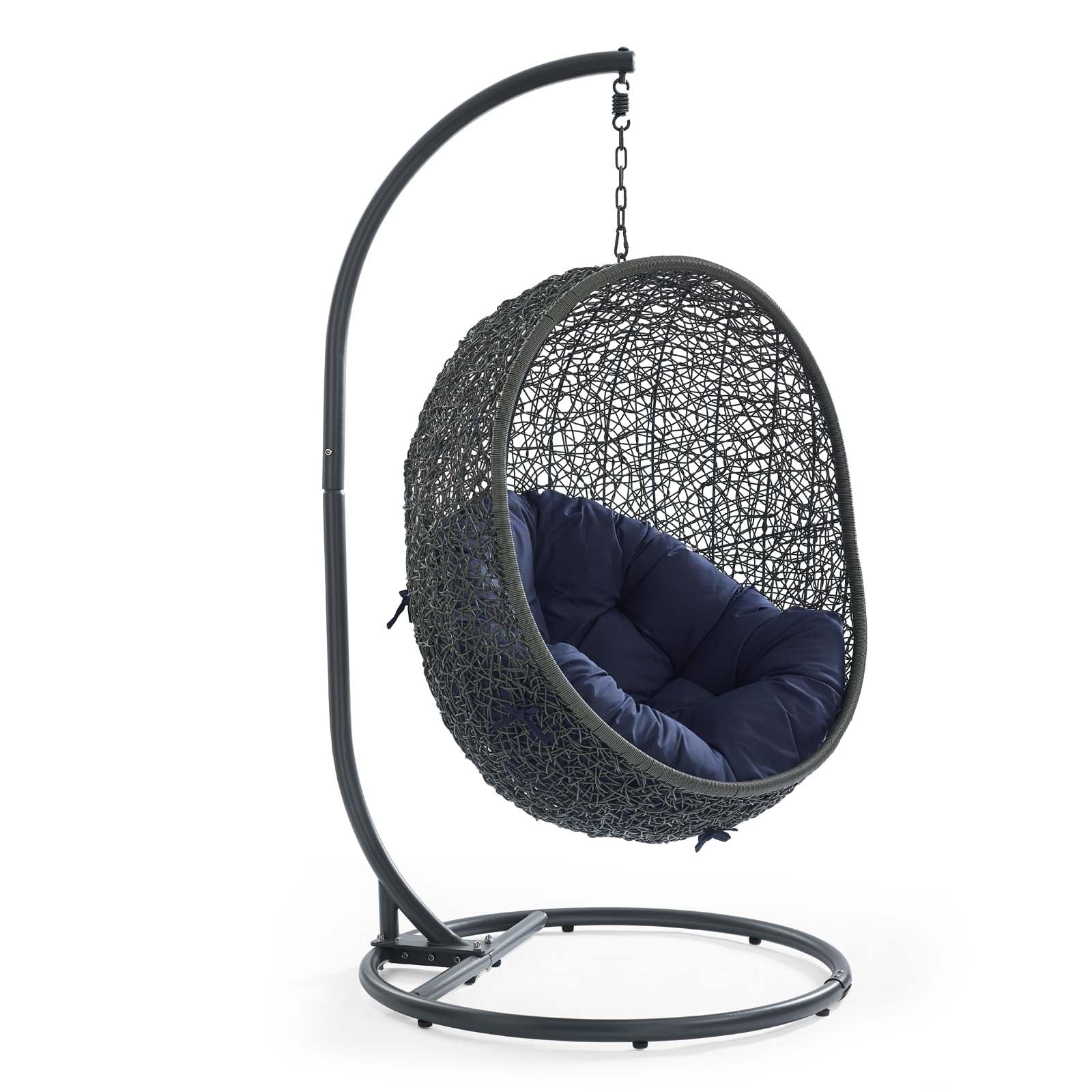 Modway Outdoor Swings - Hide Outdoor Patio Swing Chair With Stand Gray Navy