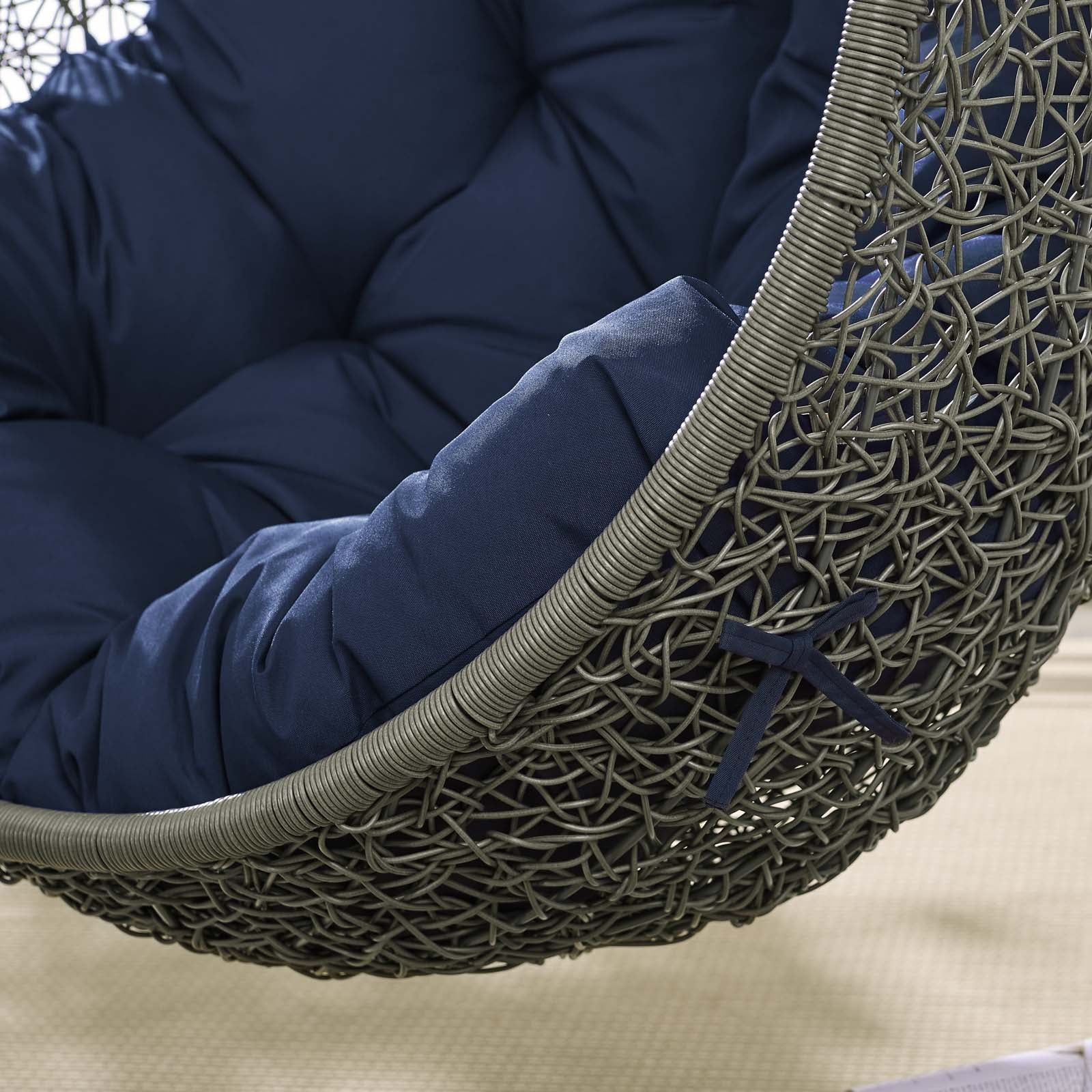 Modway Outdoor Swings - Hide Outdoor Patio Swing Chair With Stand Gray Navy