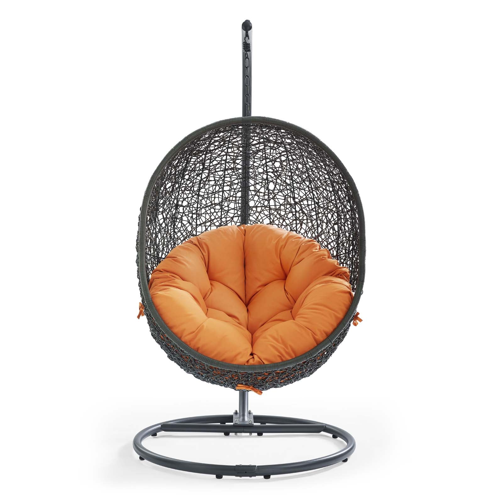 Modway Outdoor Swings - Hide Outdoor Swing Chair With Stand Gray & Orange