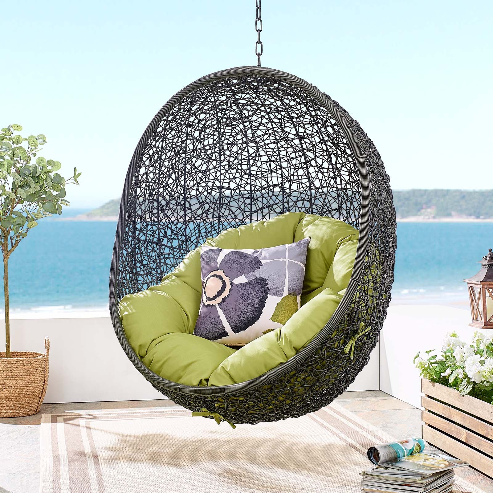 Modway Outdoor Swings - Hide Outdoor Patio Swing Chair With Stand Gray Peridot