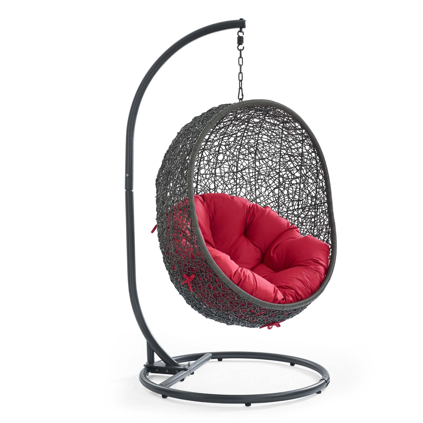 Modway Outdoor Swings - Hide Outdoor Patio Swing Chair With Stand Gray Red