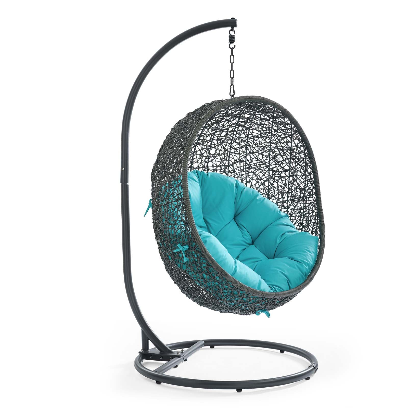 Modway Outdoor Swings - Hide Outdoor Patio Swing Chair With Stand Gray Turquoise