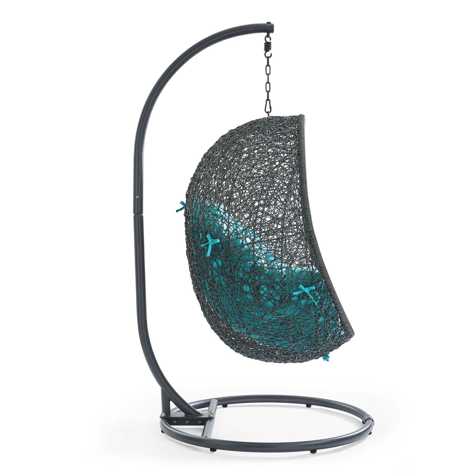 Modway Outdoor Swings - Hide Outdoor Patio Swing Chair With Stand Gray Turquoise