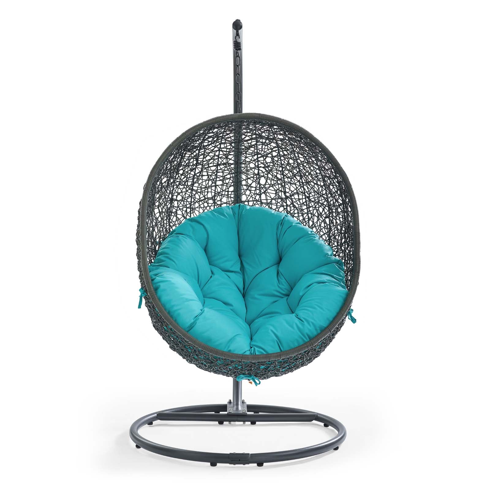 Modway Outdoor Swings - Hide Outdoor Patio Swing Chair With Stand Gray Turquoise