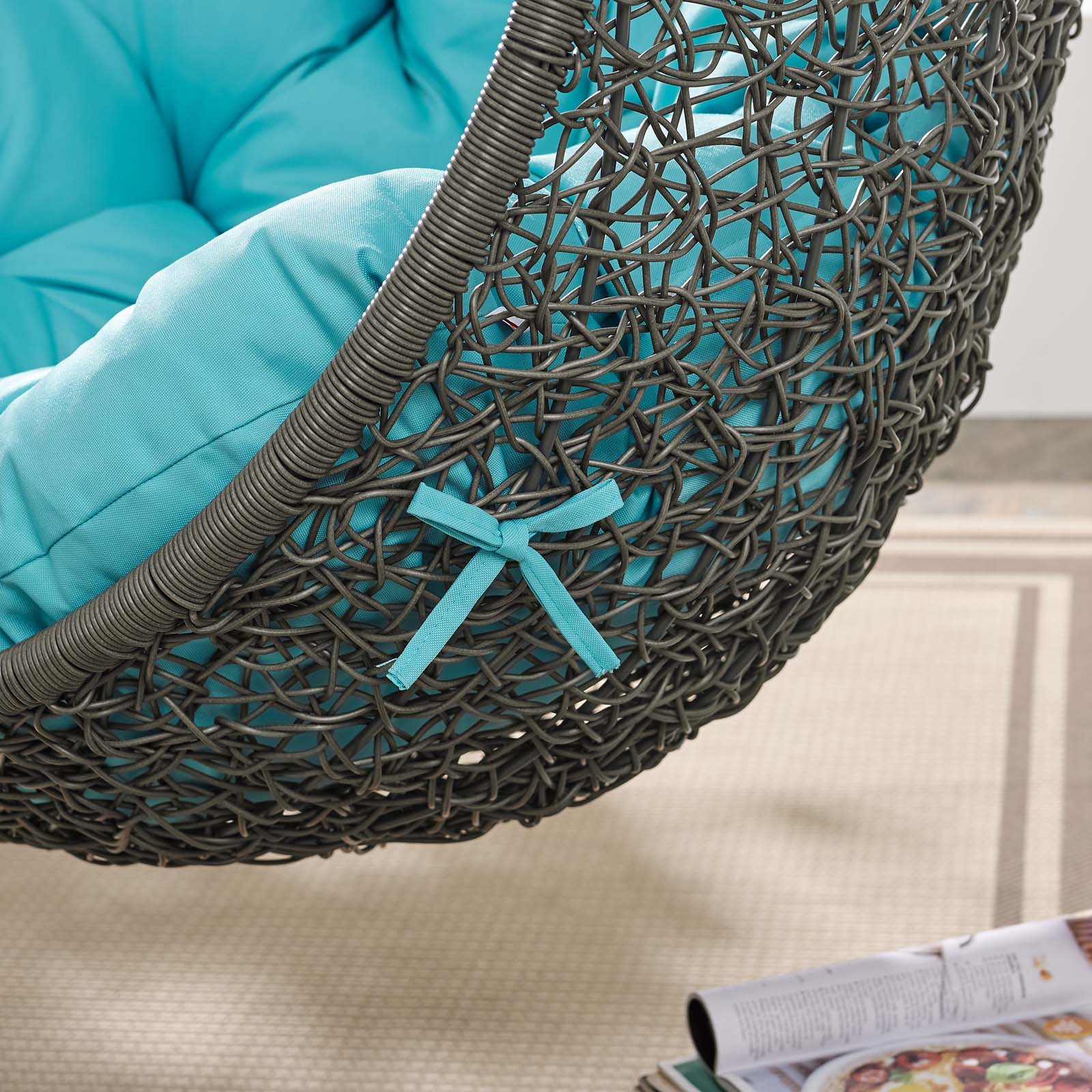 Modway Outdoor Swings - Hide Outdoor Patio Swing Chair With Stand Gray Turquoise