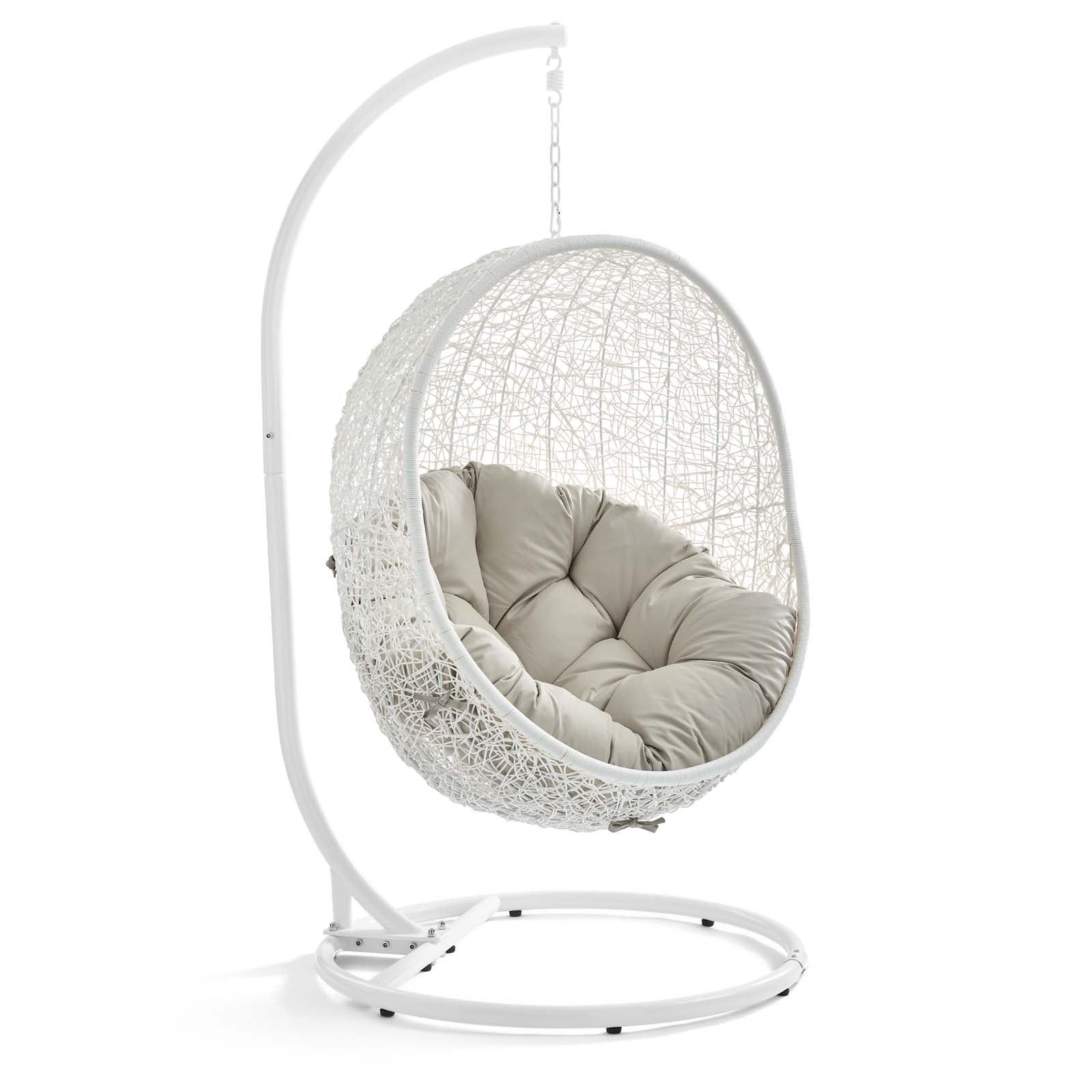 Modway Outdoor Swings - Hide Outdoor Patio Swing Chair With Stand White Beige