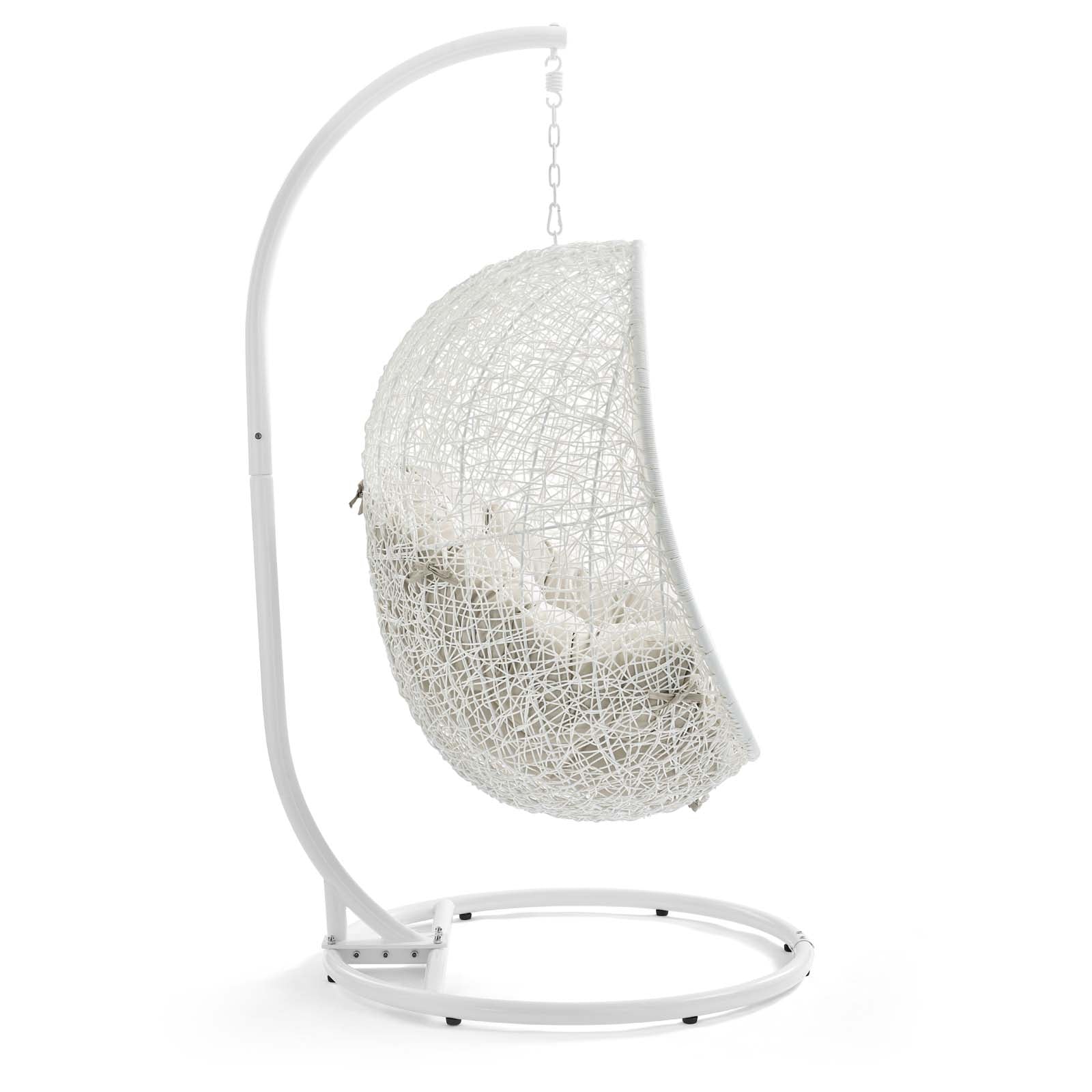 Modway Outdoor Swings - Hide Outdoor Patio Swing Chair With Stand White Beige