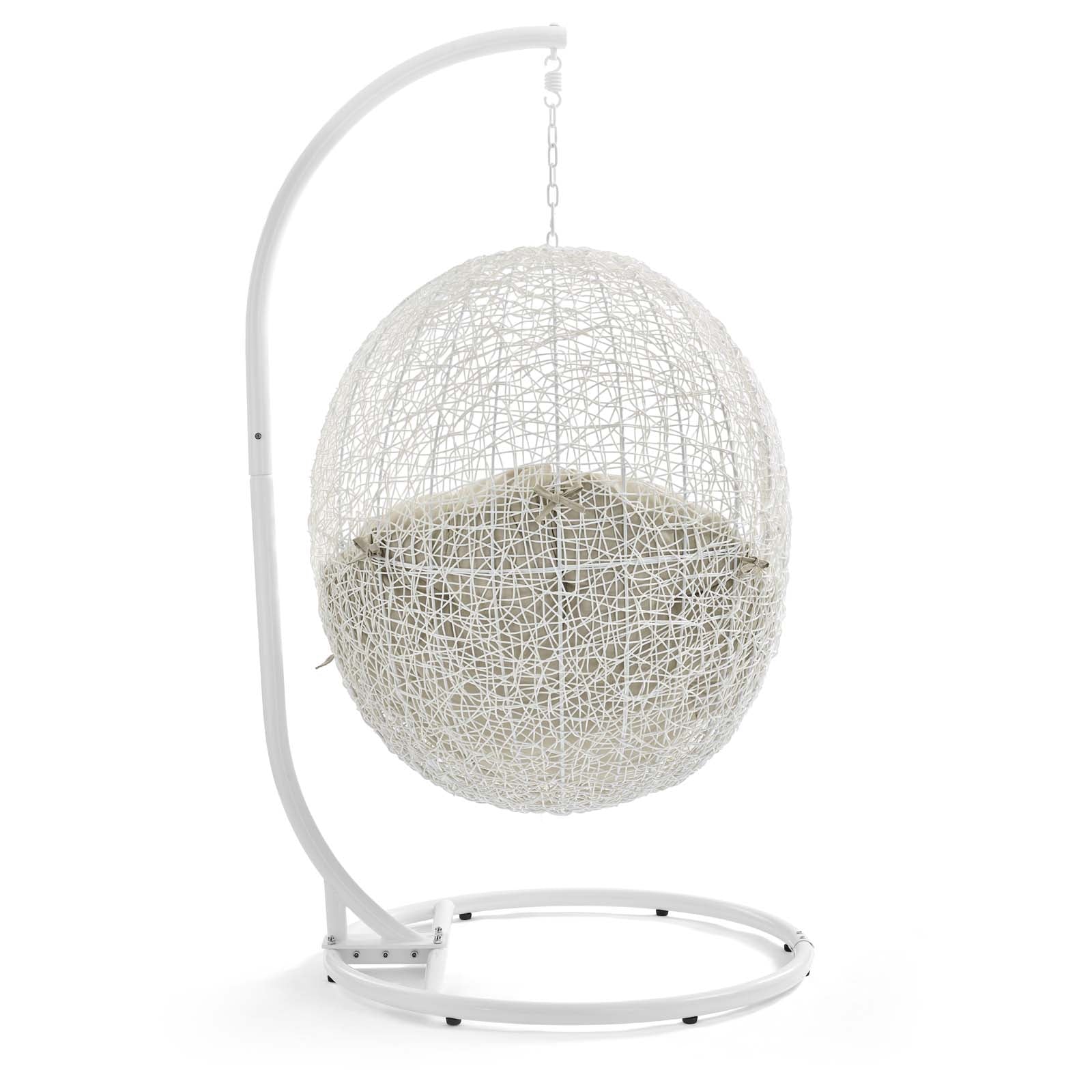Modway Outdoor Swings - Hide Outdoor Patio Swing Chair With Stand White Beige