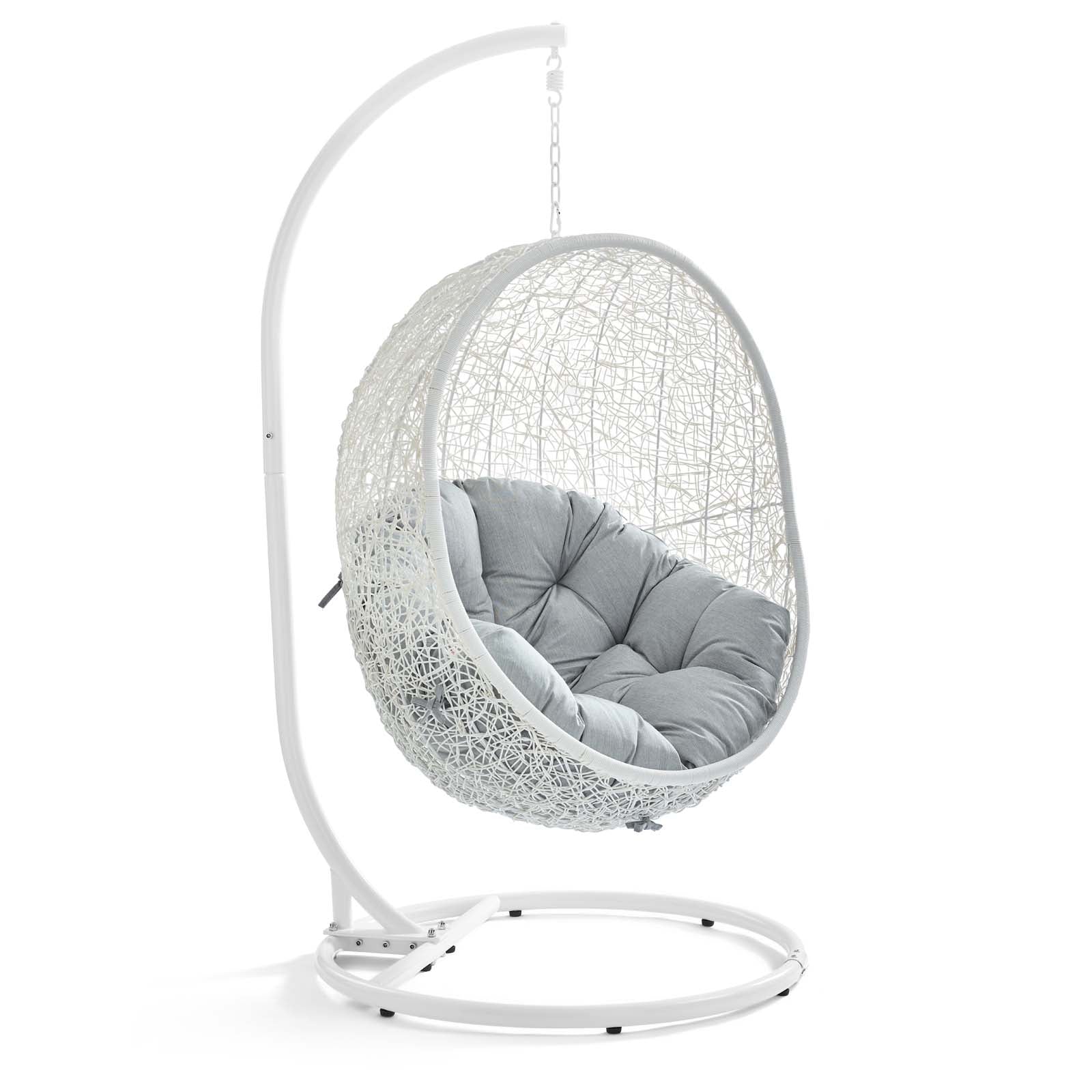 Modway Outdoor Swings - Hide Outdoor Patio Swing Chair With Stand White Gray