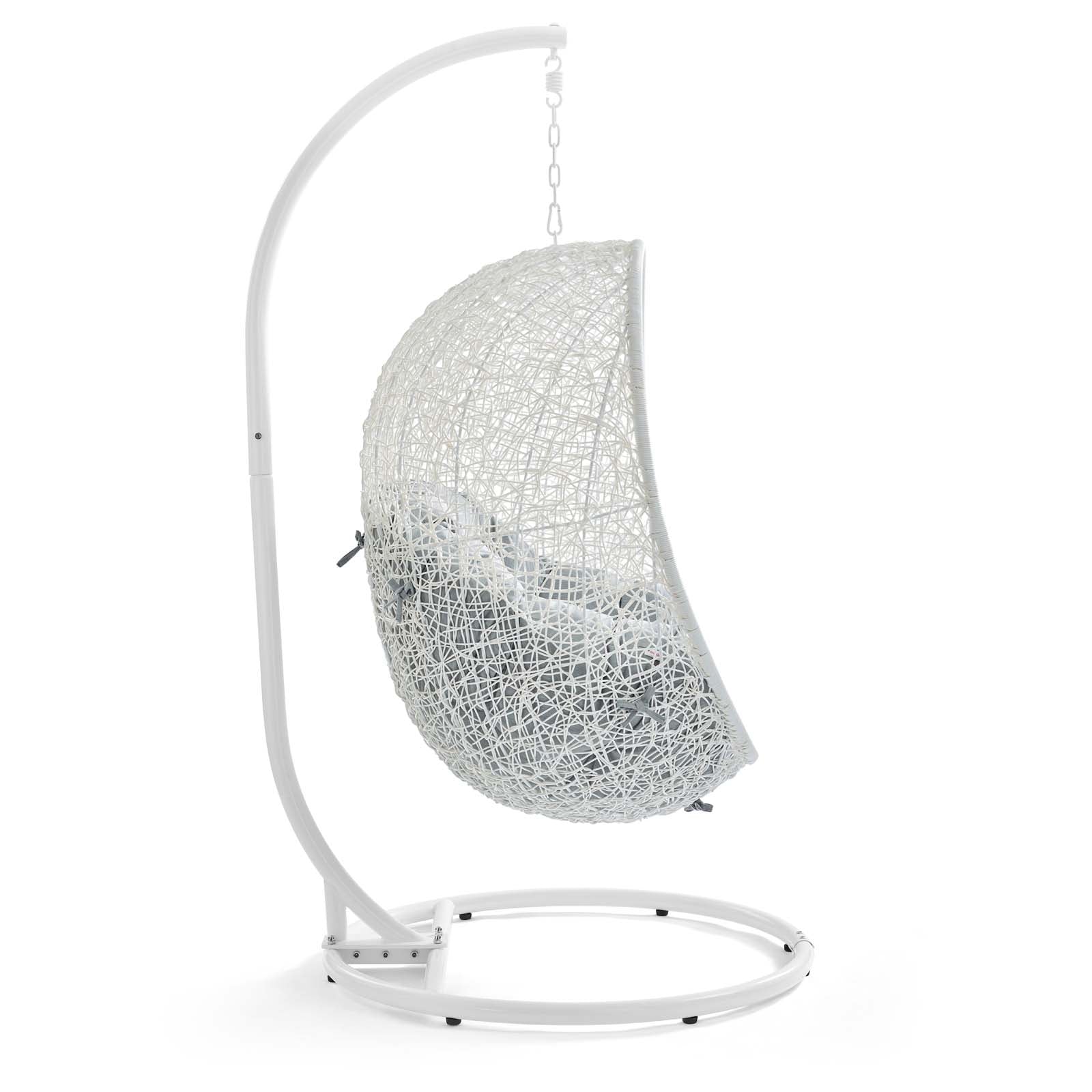 Modway Outdoor Swings - Hide Outdoor Patio Swing Chair With Stand White Gray