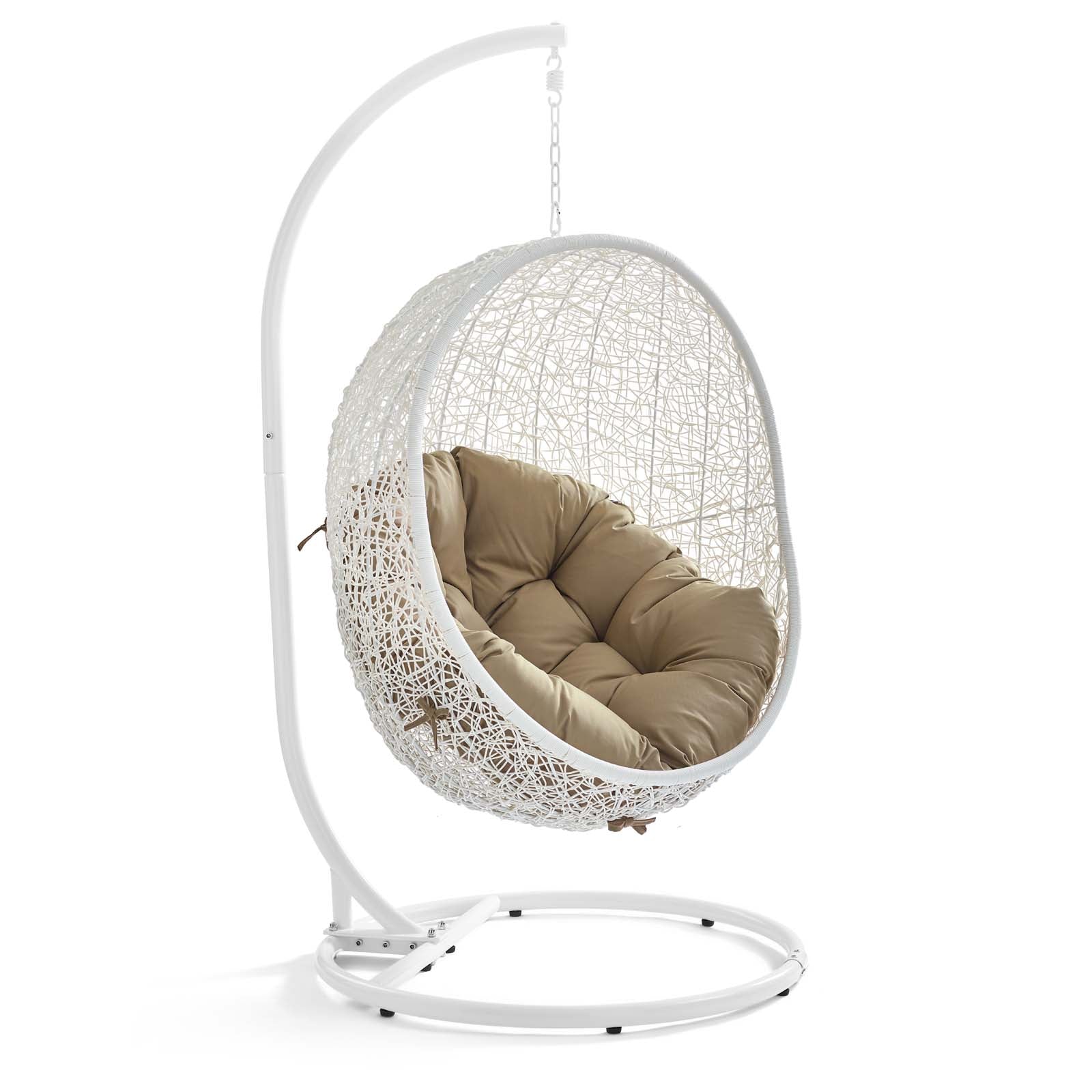 Modway Outdoor Swings - Hide Outdoor Patio Swing Chair With Stand White Mocha