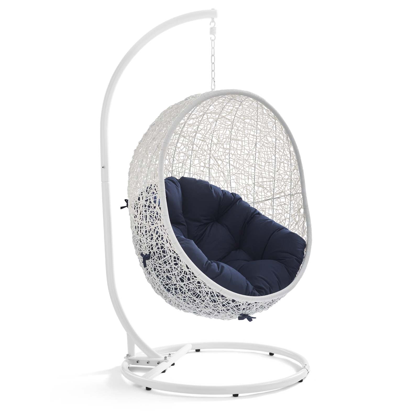 Modway Outdoor Swings - Hide Outdoor Patio Swing Chair With Stand White Navy