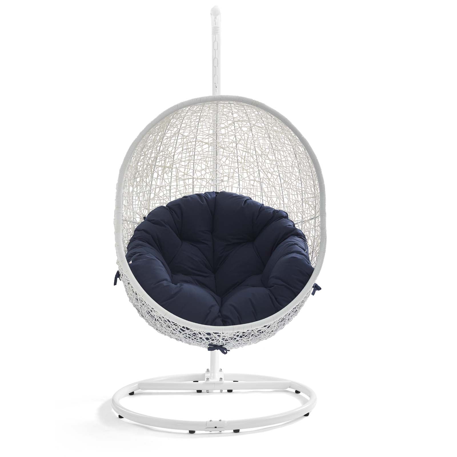 Modway Outdoor Swings - Hide Outdoor Patio Swing Chair With Stand White Navy