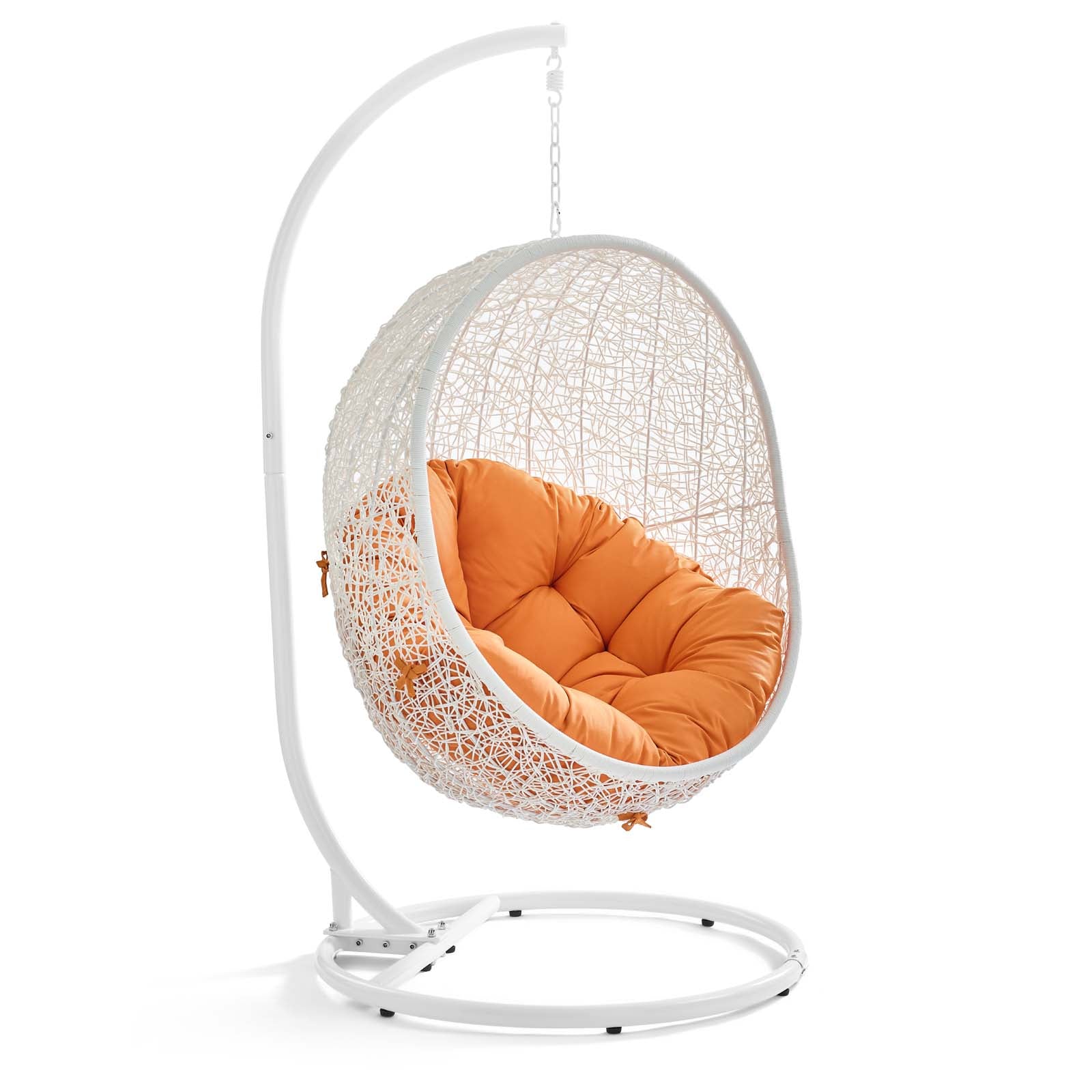Modway Outdoor Swings - Hide Outdoor Patio Swing Chair With Stand White Orange