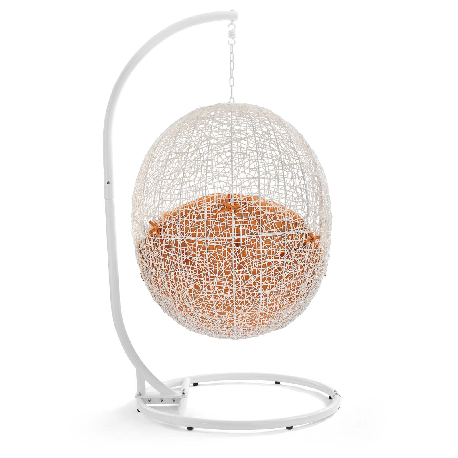 Modway Outdoor Swings - Hide Outdoor Patio Swing Chair With Stand White Orange