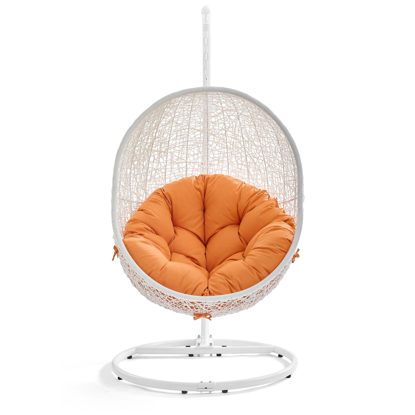 Modway Outdoor Swings - Hide Outdoor Patio Swing Chair With Stand White Orange