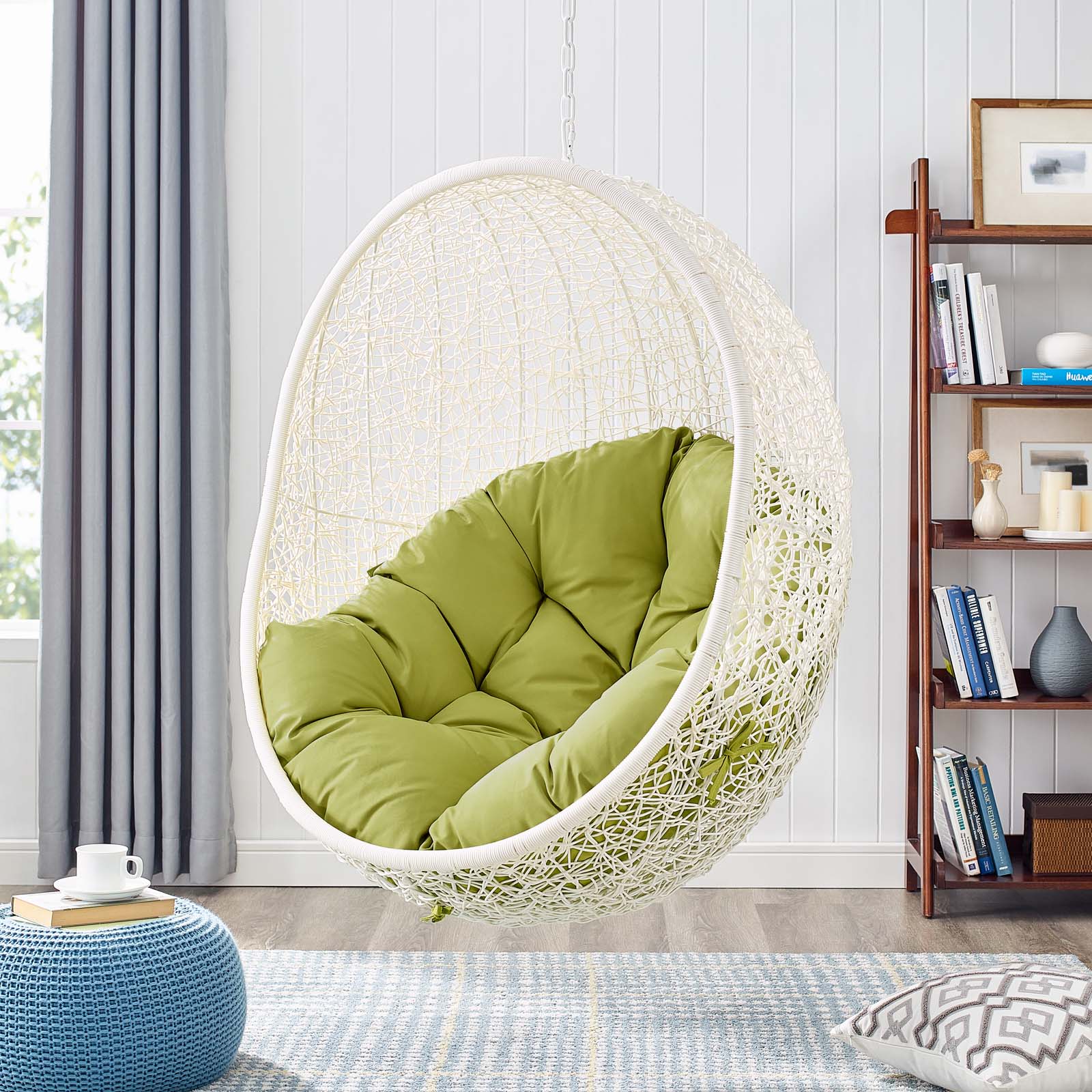 Modway Outdoor Conversation Sets - Hide-Outdoor-Patio-Swing-Chair-With-Stand-White-Peridot