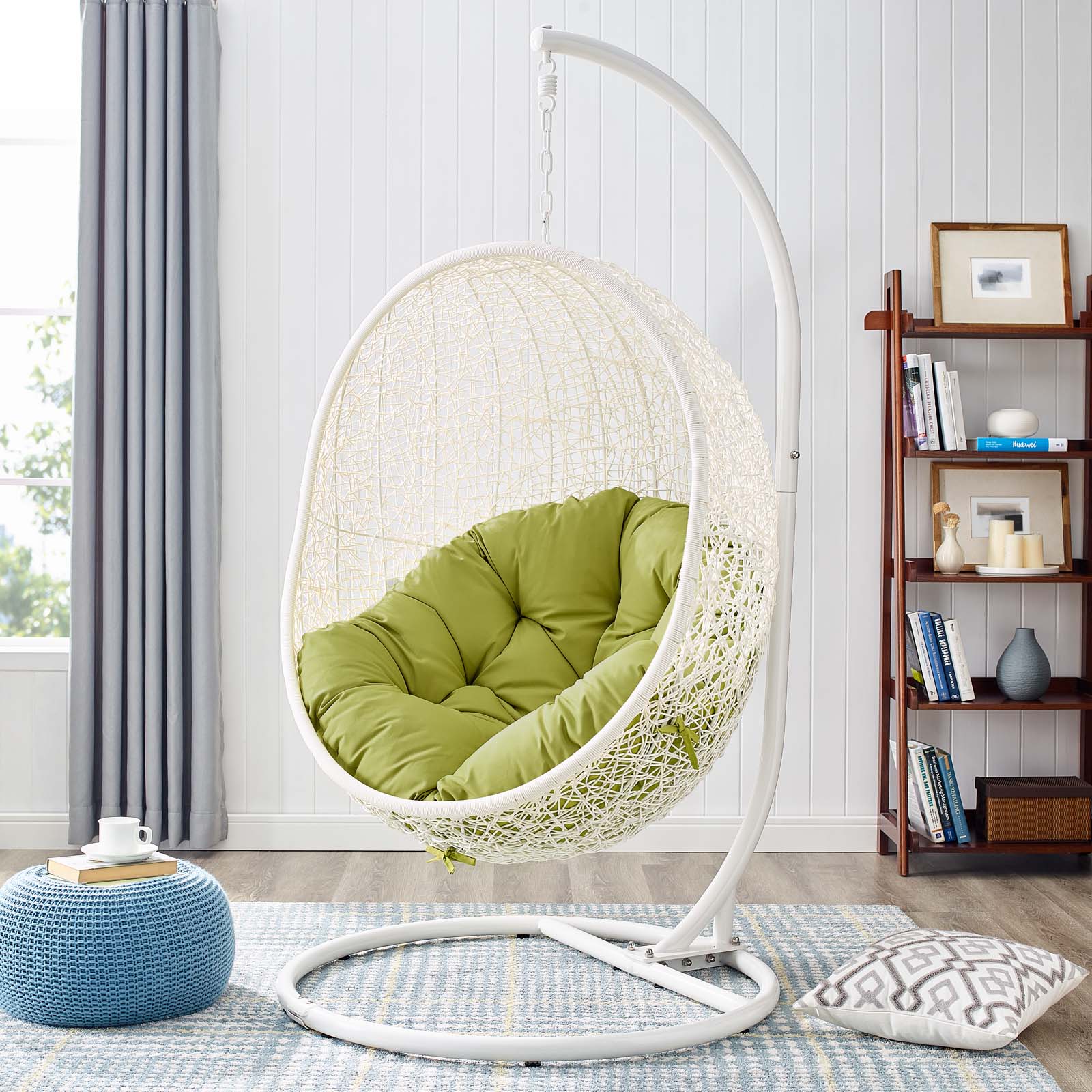 Modway Outdoor Conversation Sets - Hide-Outdoor-Patio-Swing-Chair-With-Stand-White-Peridot