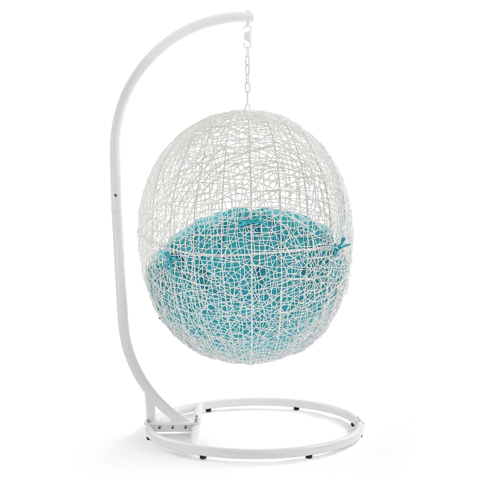 Modway Outdoor Swings - Hide Outdoor Patio Swing Chair With Stand White Turquoise