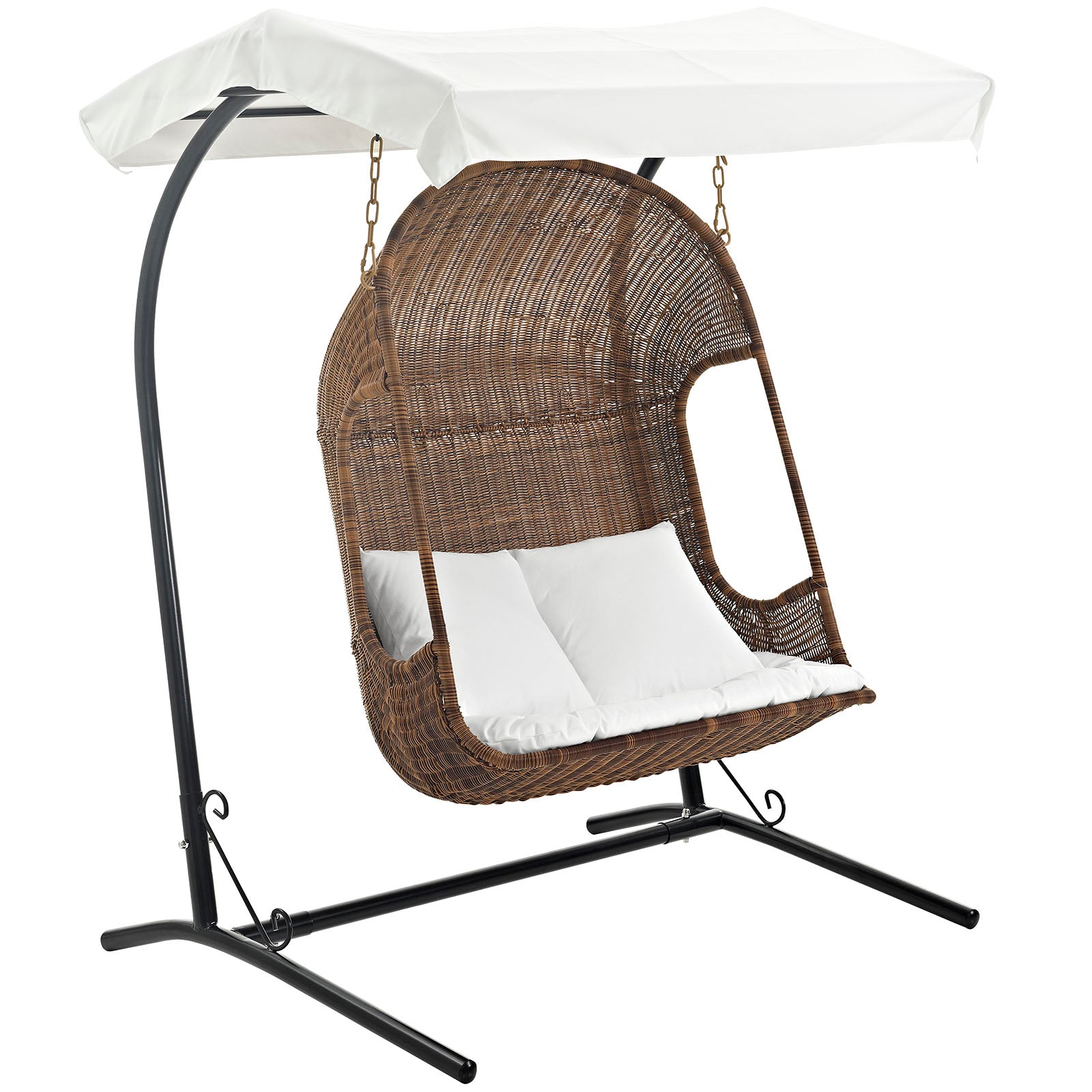 Modway Outdoor Swings - Vantage Outdoor Swing Chair With Stand Brown & White