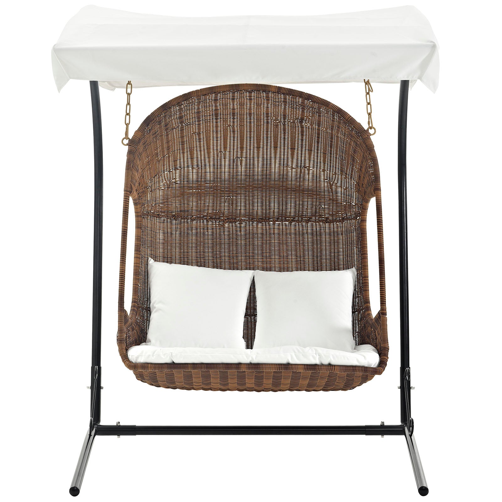 Modway Outdoor Swings - Vantage Outdoor Swing Chair With Stand Brown & White