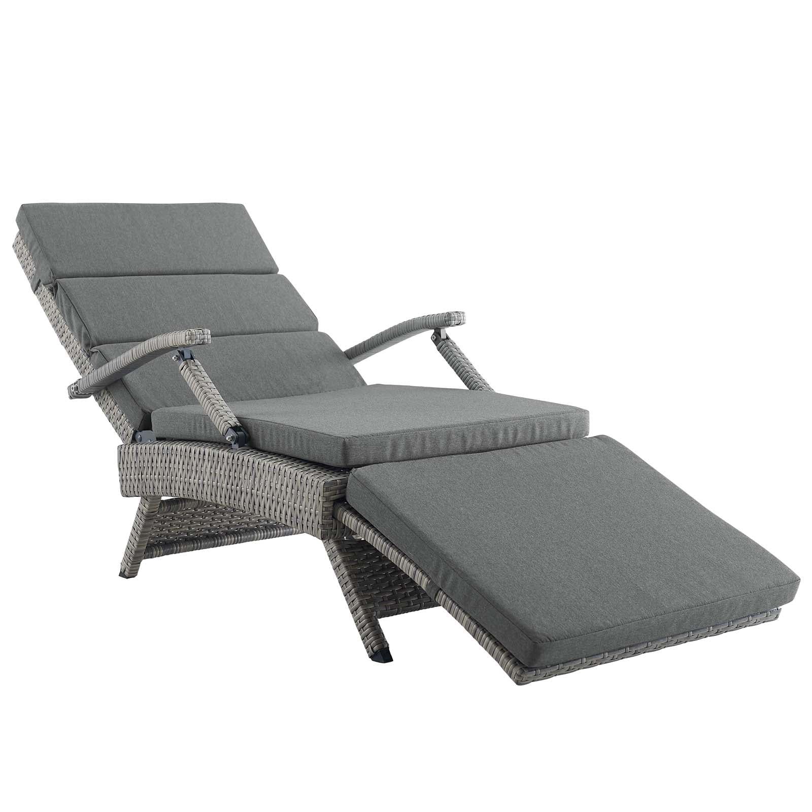 Modway Outdoor Loungers - Envisage Chaise Outdoor Lounge Chair Light Gray & Charcoal