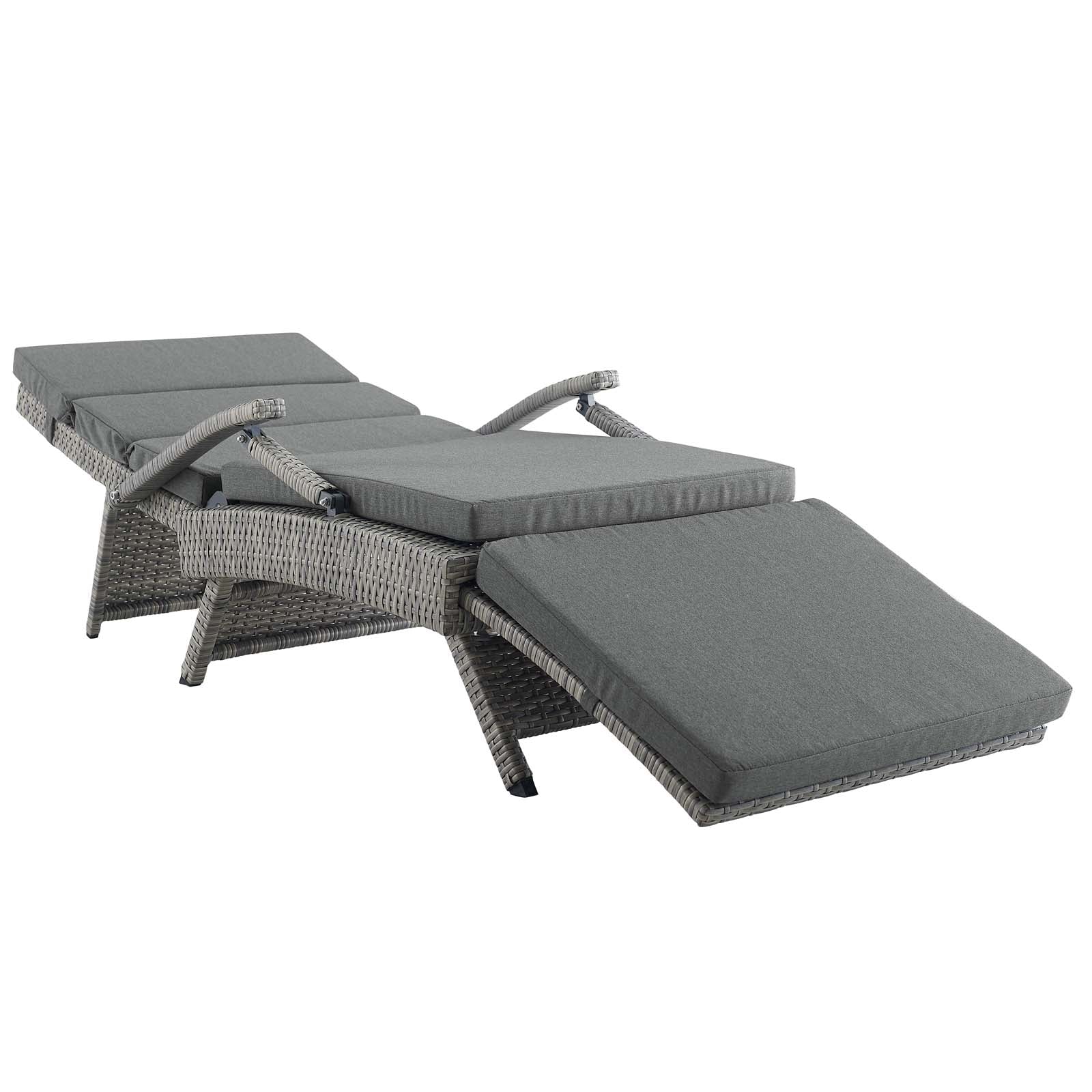 Modway Outdoor Loungers - Envisage Chaise Outdoor Lounge Chair Light Gray & Charcoal