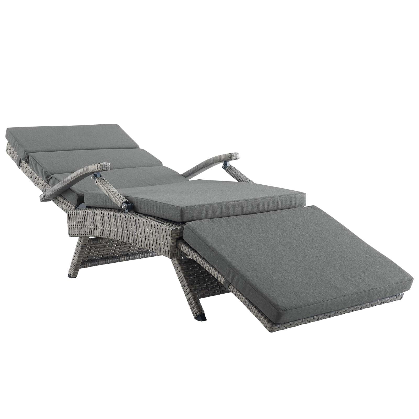 Modway Outdoor Loungers - Envisage Chaise Outdoor Lounge Chair Light Gray & Charcoal