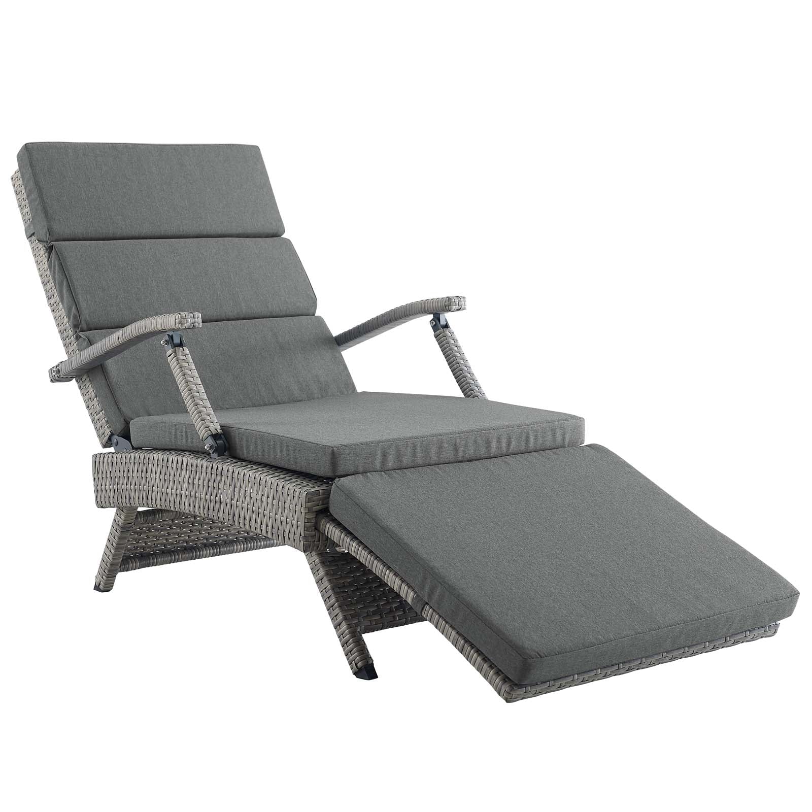 Modway Outdoor Loungers - Envisage Chaise Outdoor Lounge Chair Light Gray & Charcoal