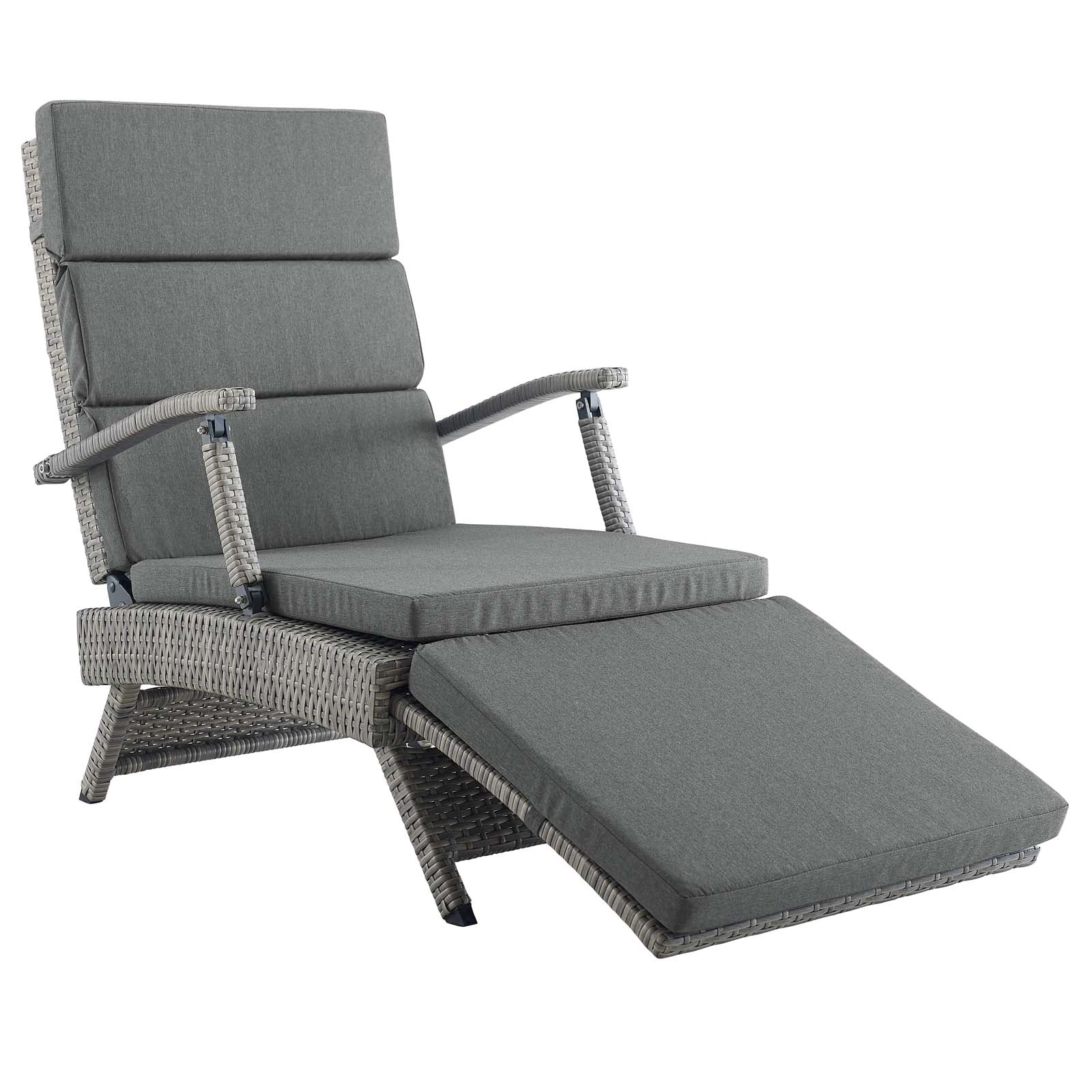 Modway Outdoor Loungers - Envisage Chaise Outdoor Lounge Chair Light Gray & Charcoal
