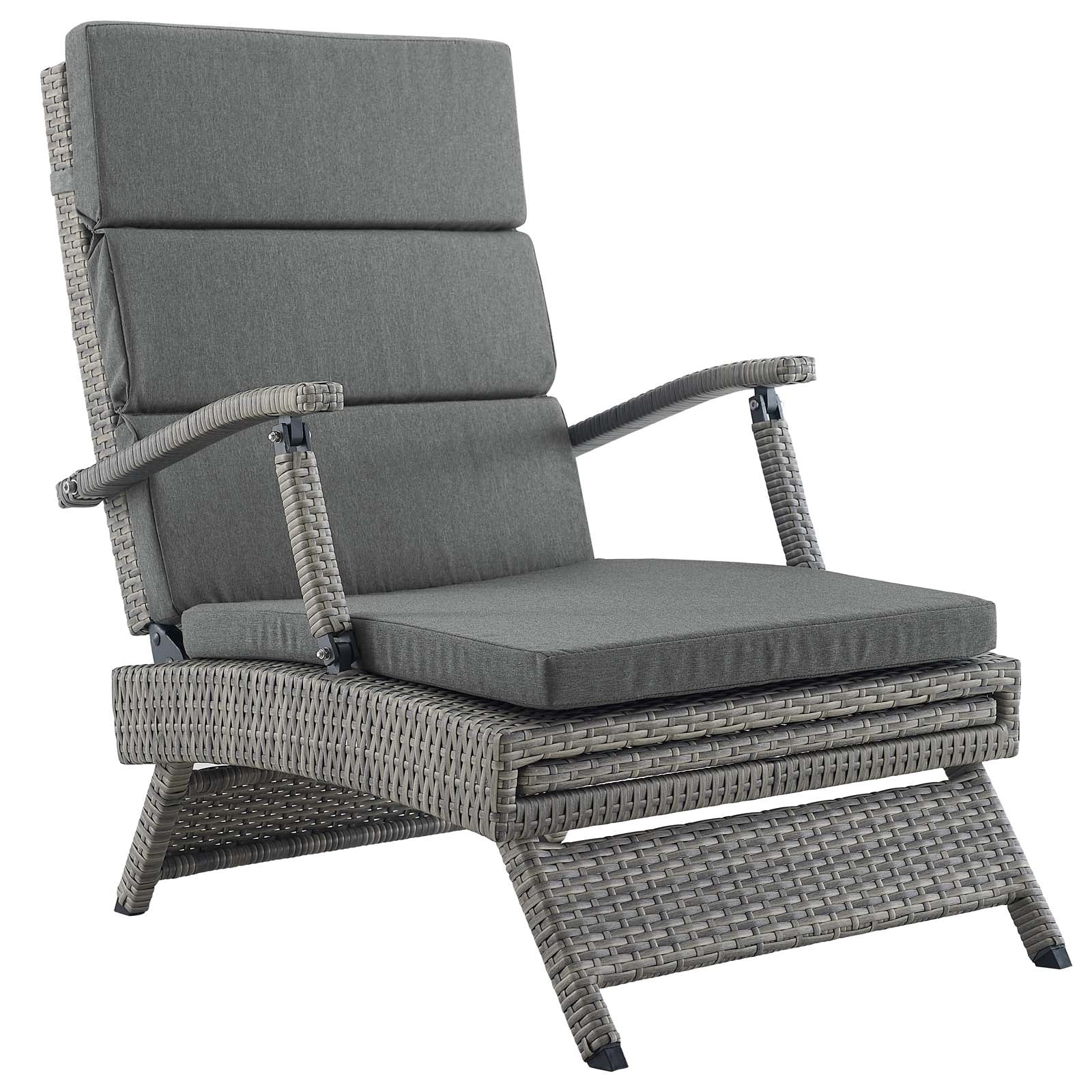 Modway Outdoor Loungers - Envisage Chaise Outdoor Lounge Chair Light Gray & Charcoal