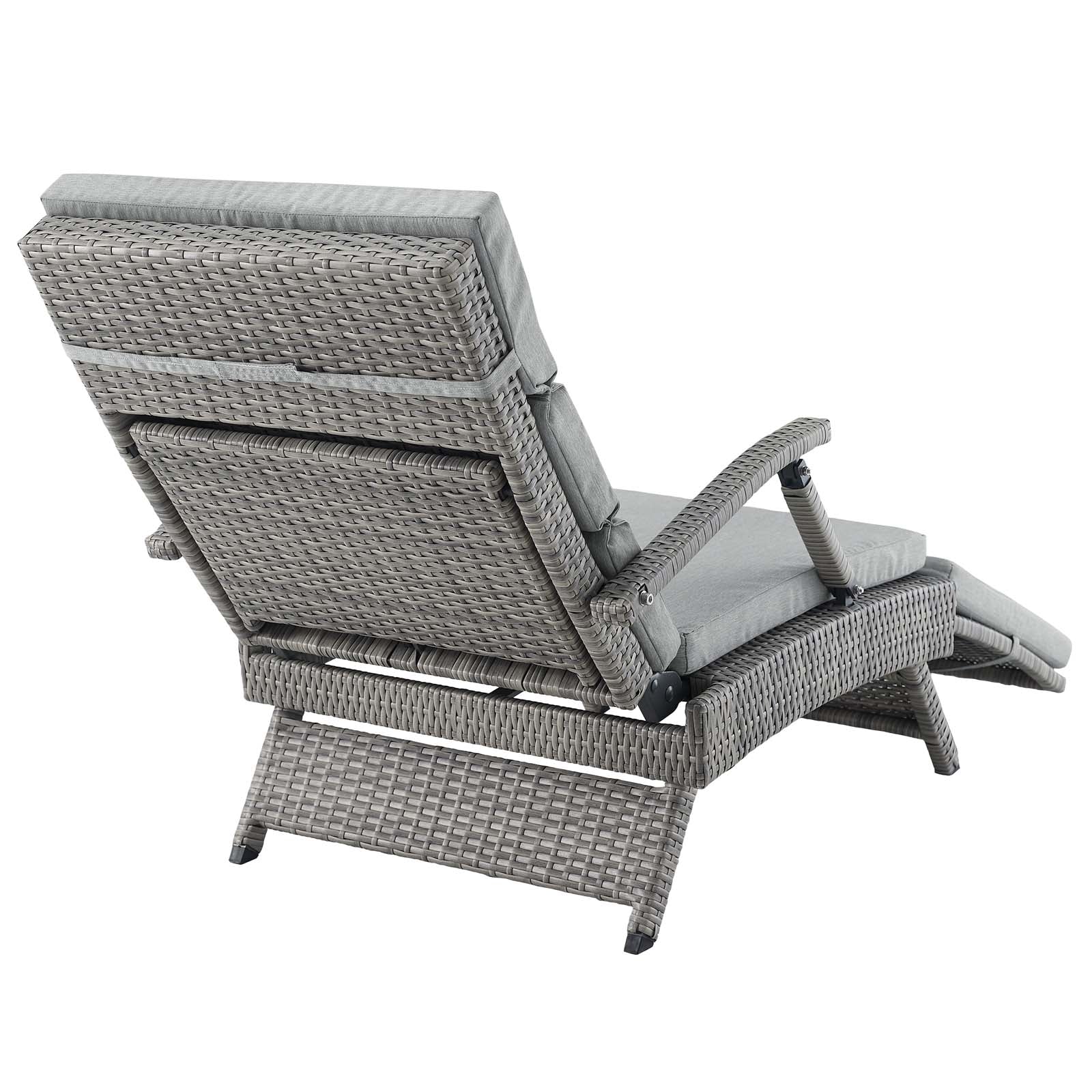 Modway Outdoor Loungers - Envisage Chaise Outdoor Patio Wicker Rattan Lounge Chair Light Gray