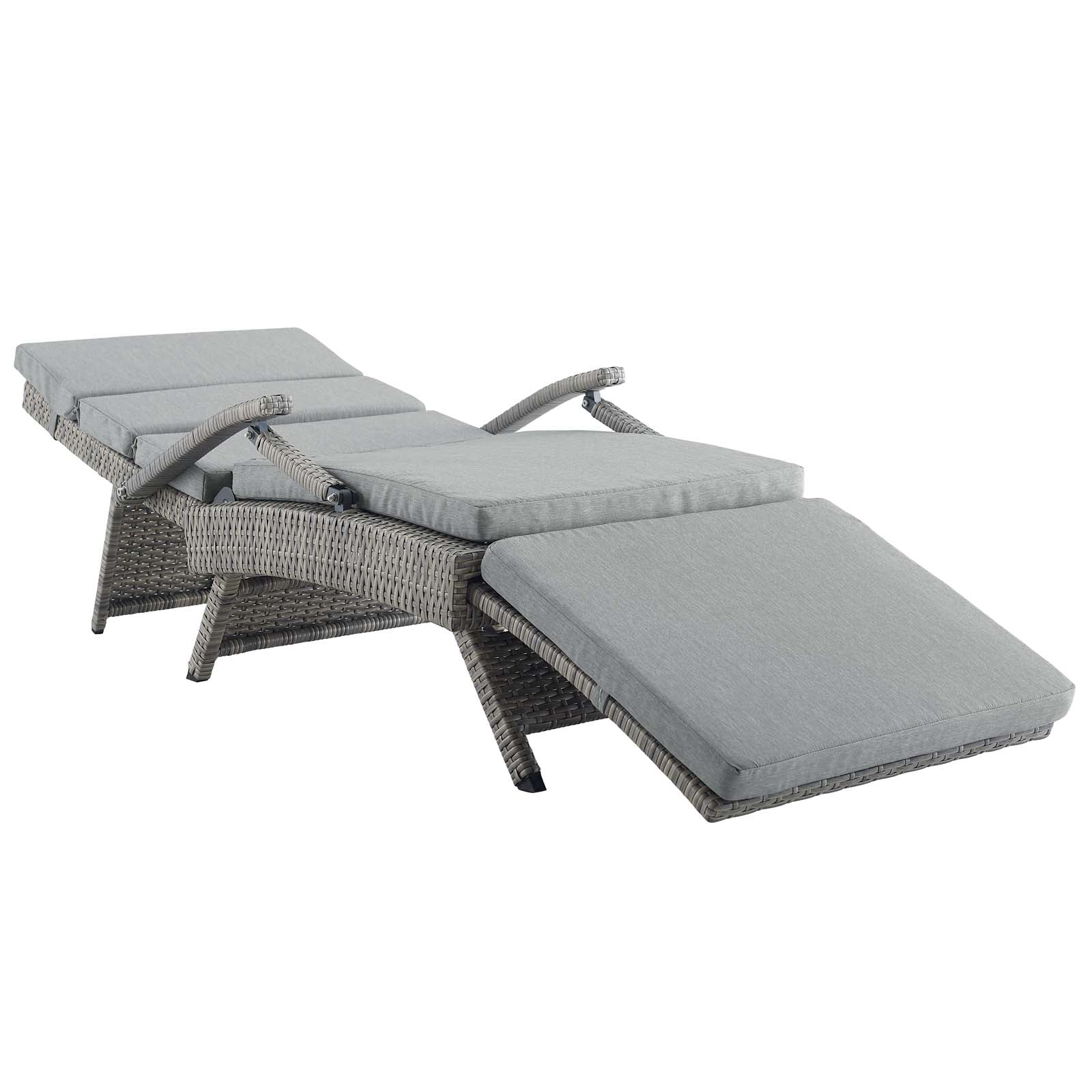 Modway Outdoor Loungers - Envisage Chaise Outdoor Patio Wicker Rattan Lounge Chair Light Gray