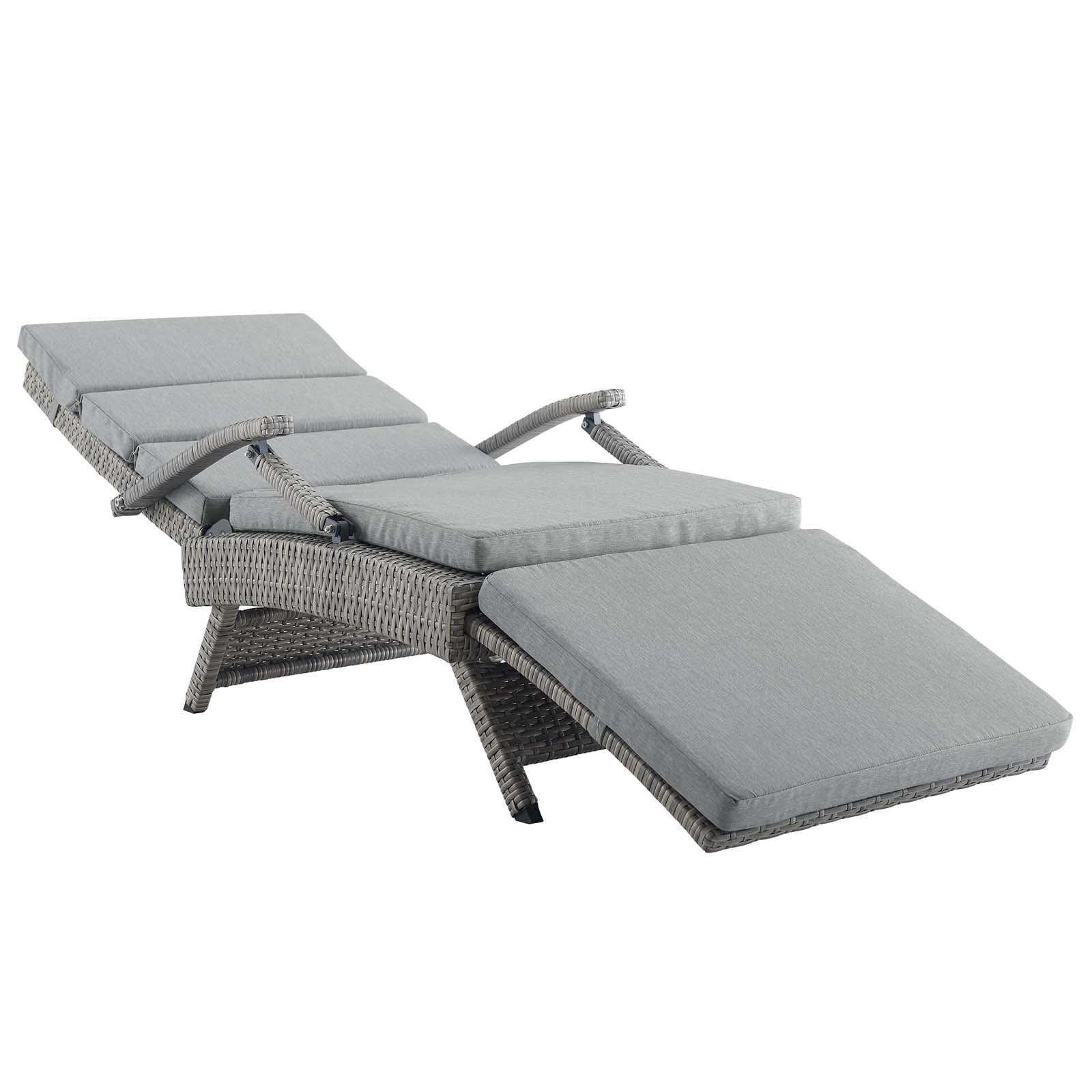 Modway Outdoor Loungers - Envisage Chaise Outdoor Patio Wicker Rattan Lounge Chair Light Gray