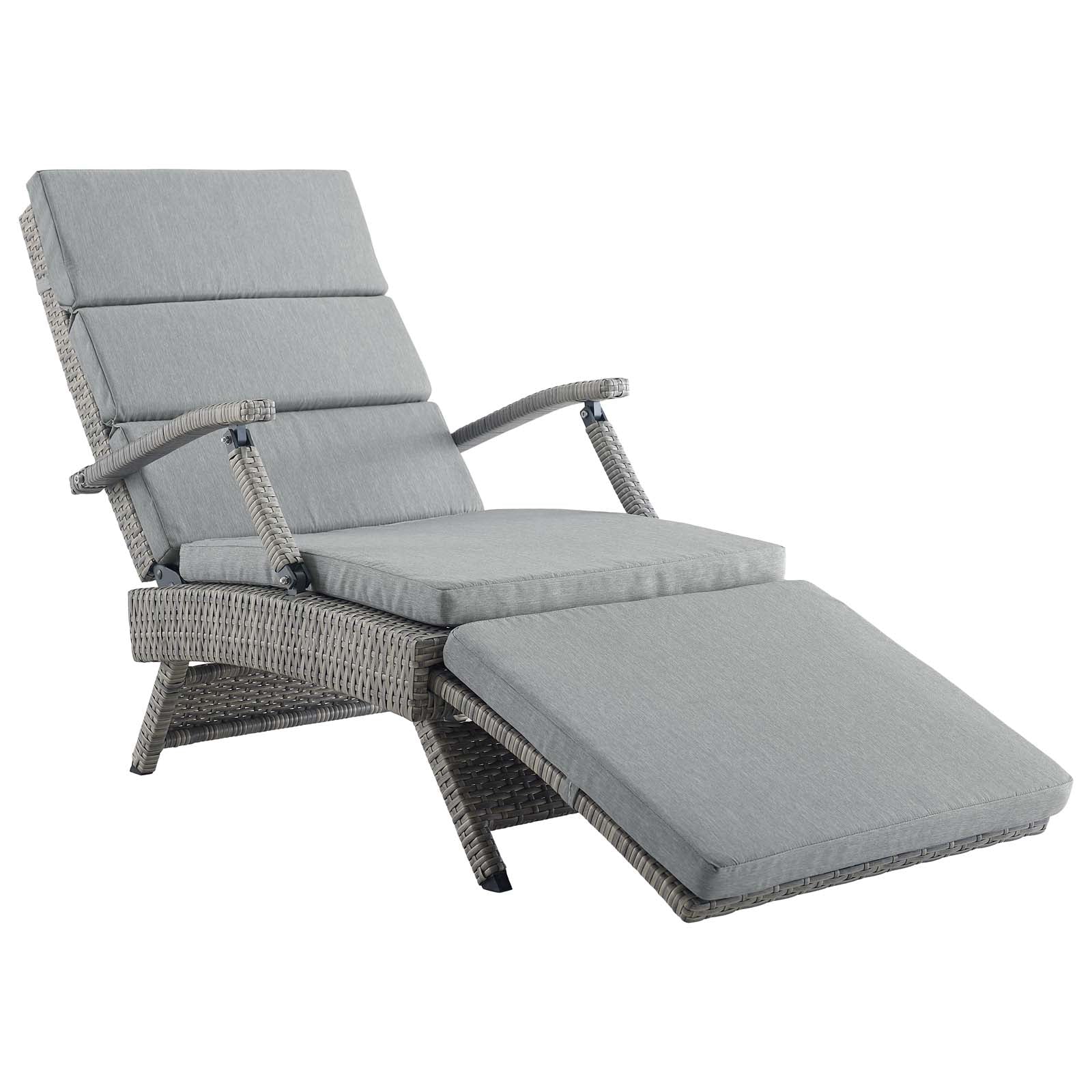Modway Outdoor Loungers - Envisage Chaise Outdoor Patio Wicker Rattan Lounge Chair Light Gray