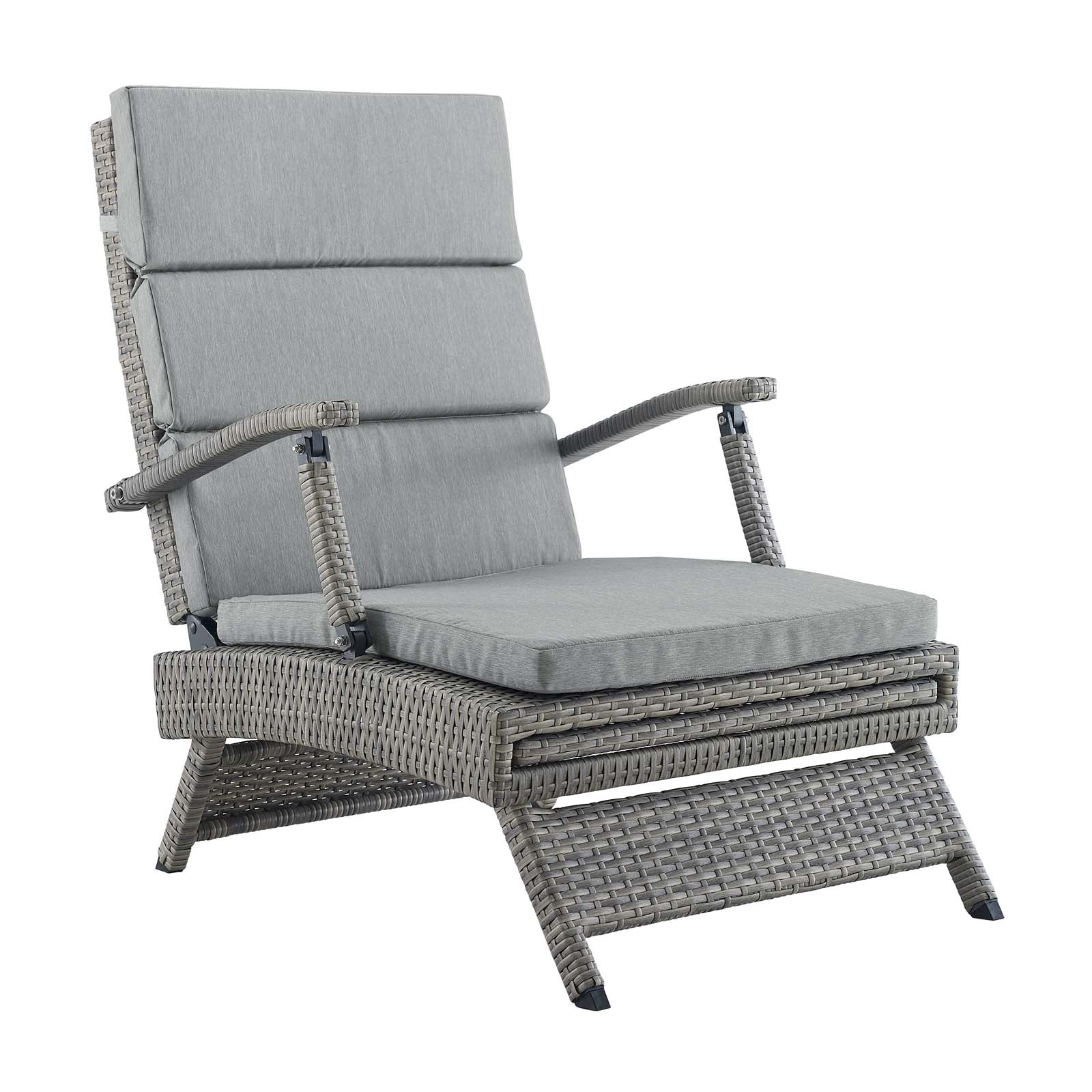 Modway Outdoor Loungers - Envisage Chaise Outdoor Patio Wicker Rattan Lounge Chair Light Gray