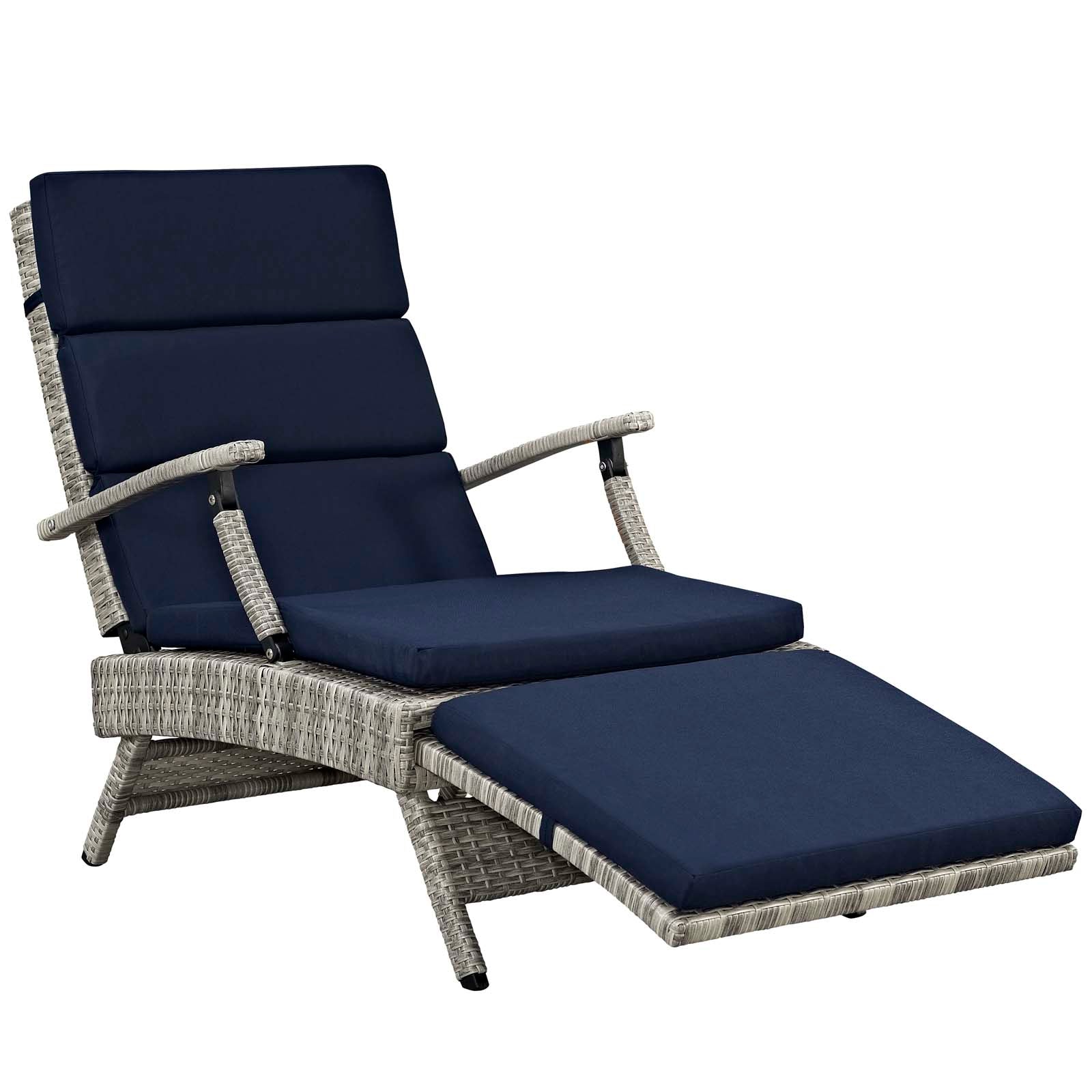 Modway Outdoor Loungers - Envisage Chaise Outdoor Patio Lounge Chair Light Gray & Navy